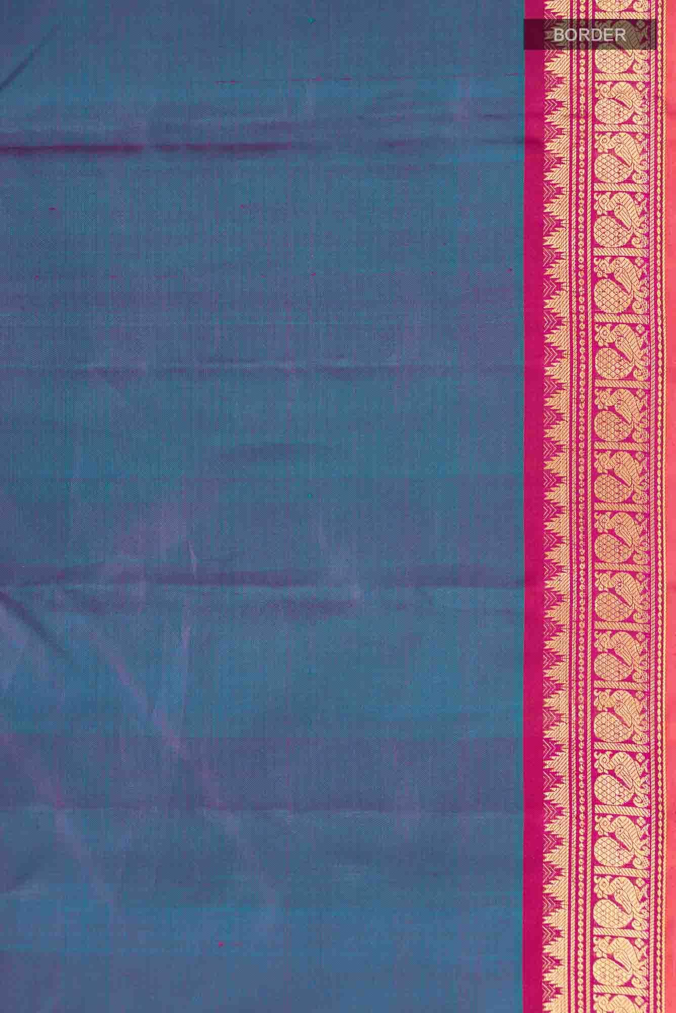 Blue with Pink Dual Tone Kanchipuram Silk Saree