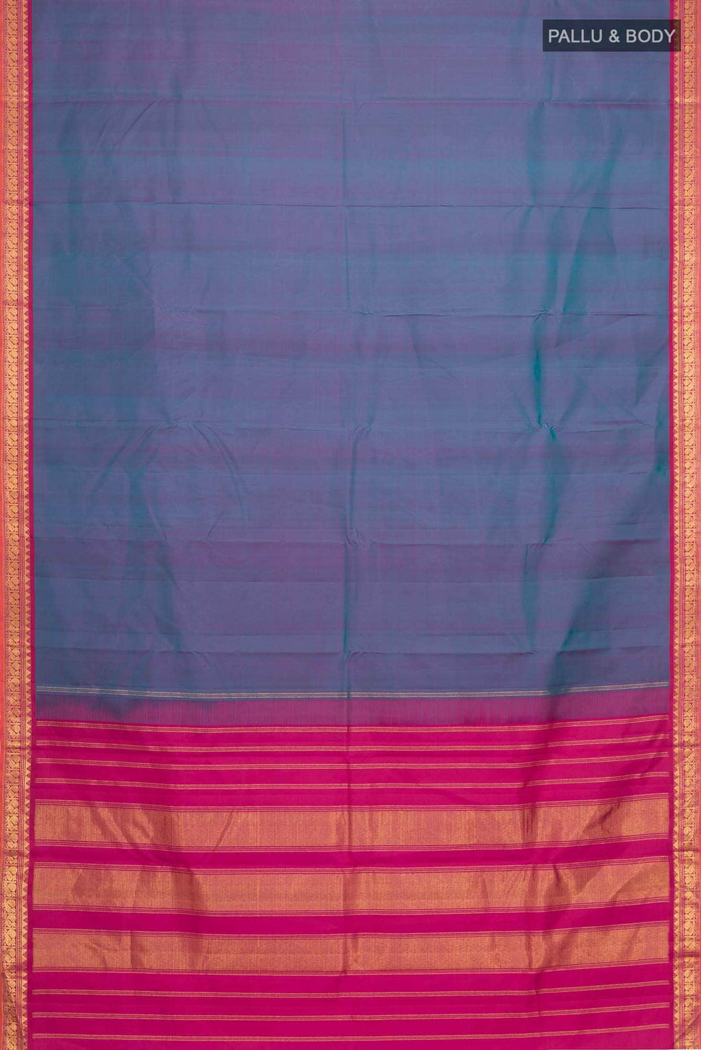Blue with Pink Dual Tone Kanchipuram Silk Saree