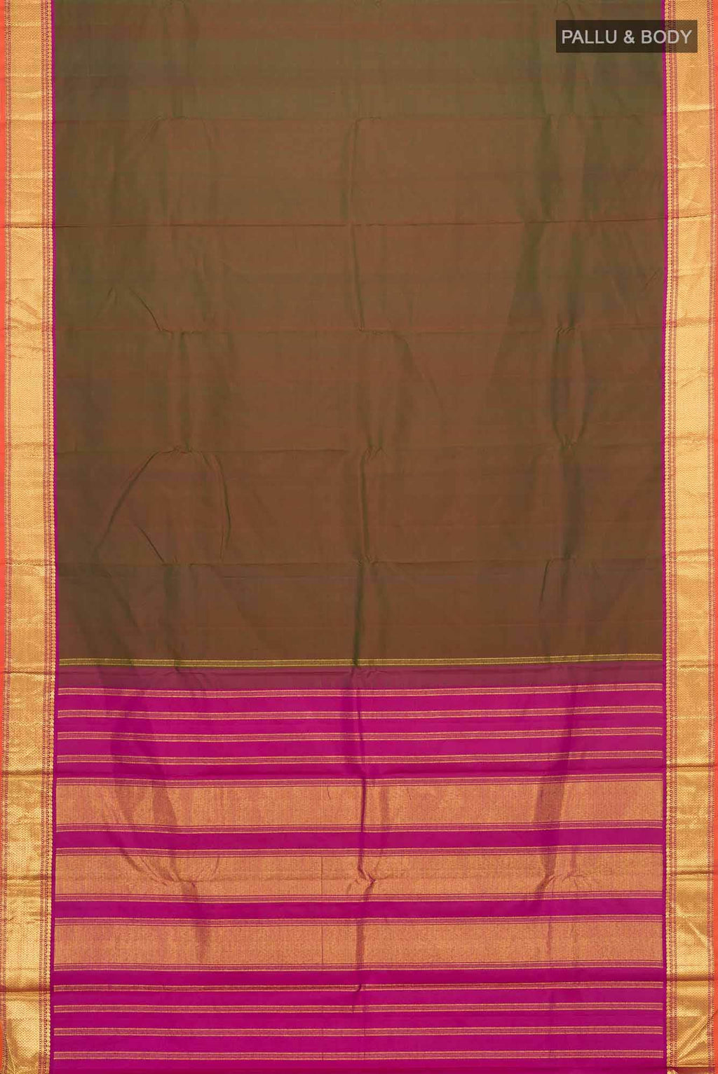 Green with  Red Dual Tone Kanchipuram Silk Saree