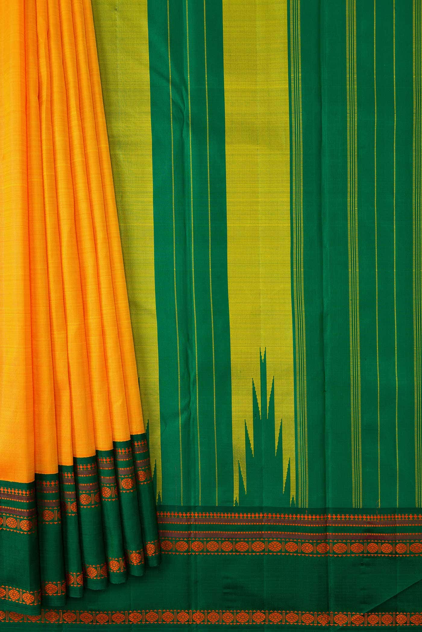 Orange Dual Tone Kanchipuram Silk Saree