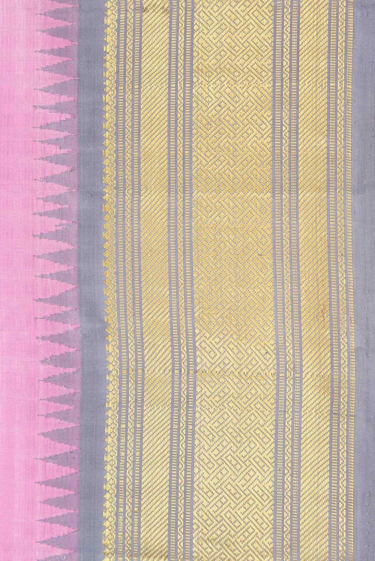 Pure Silk Pure Zari Rose pink Kanjivaram Saree