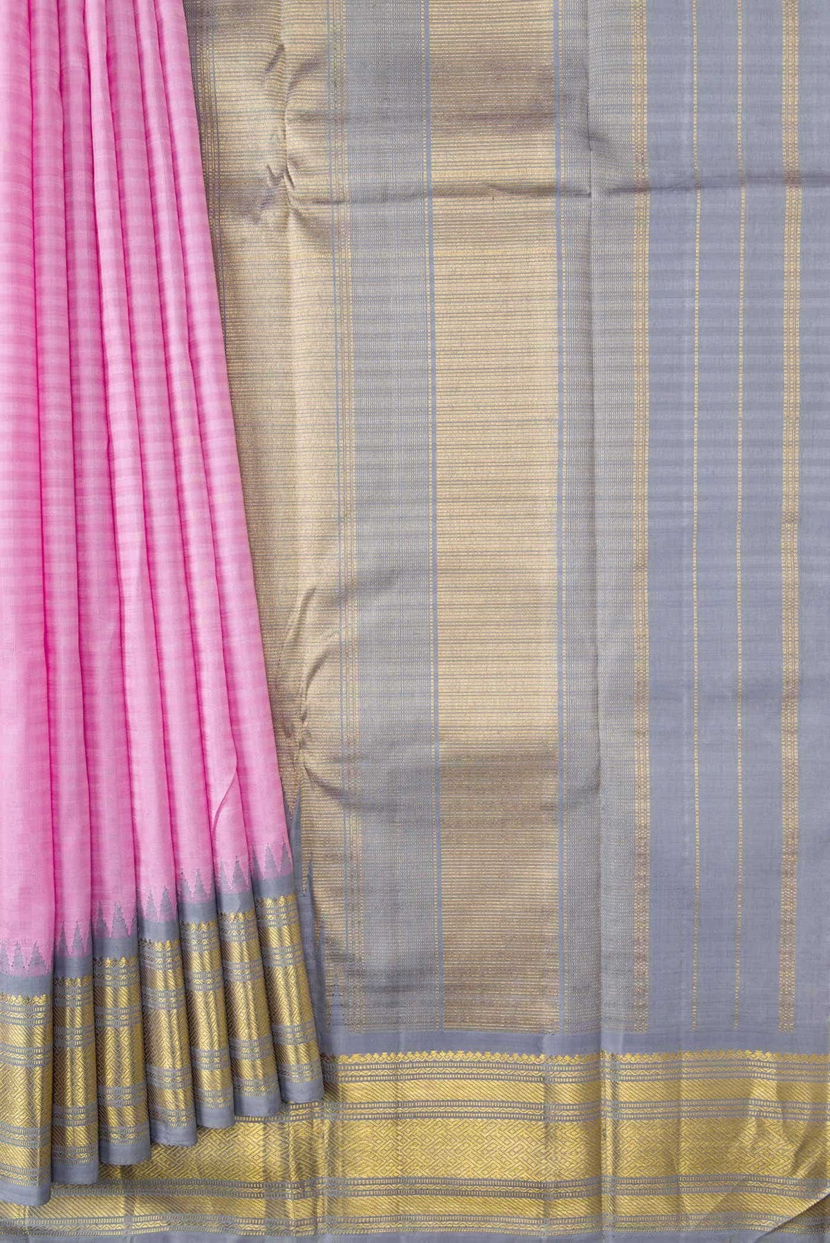 Pure Silk Pure Zari Rose pink Kanjivaram Saree