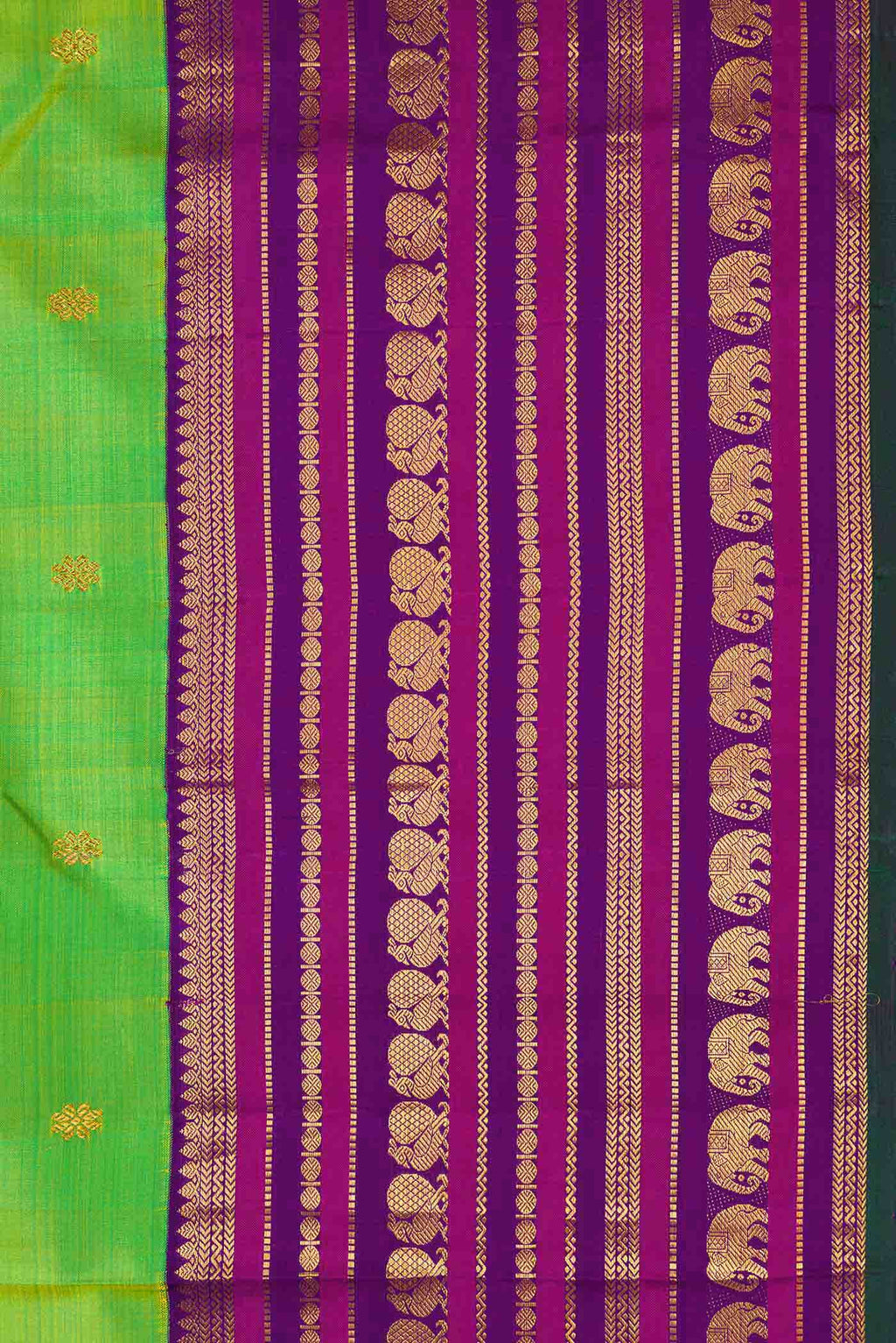 Parrot Green Dual Tone Kanchipuram Silk Saree