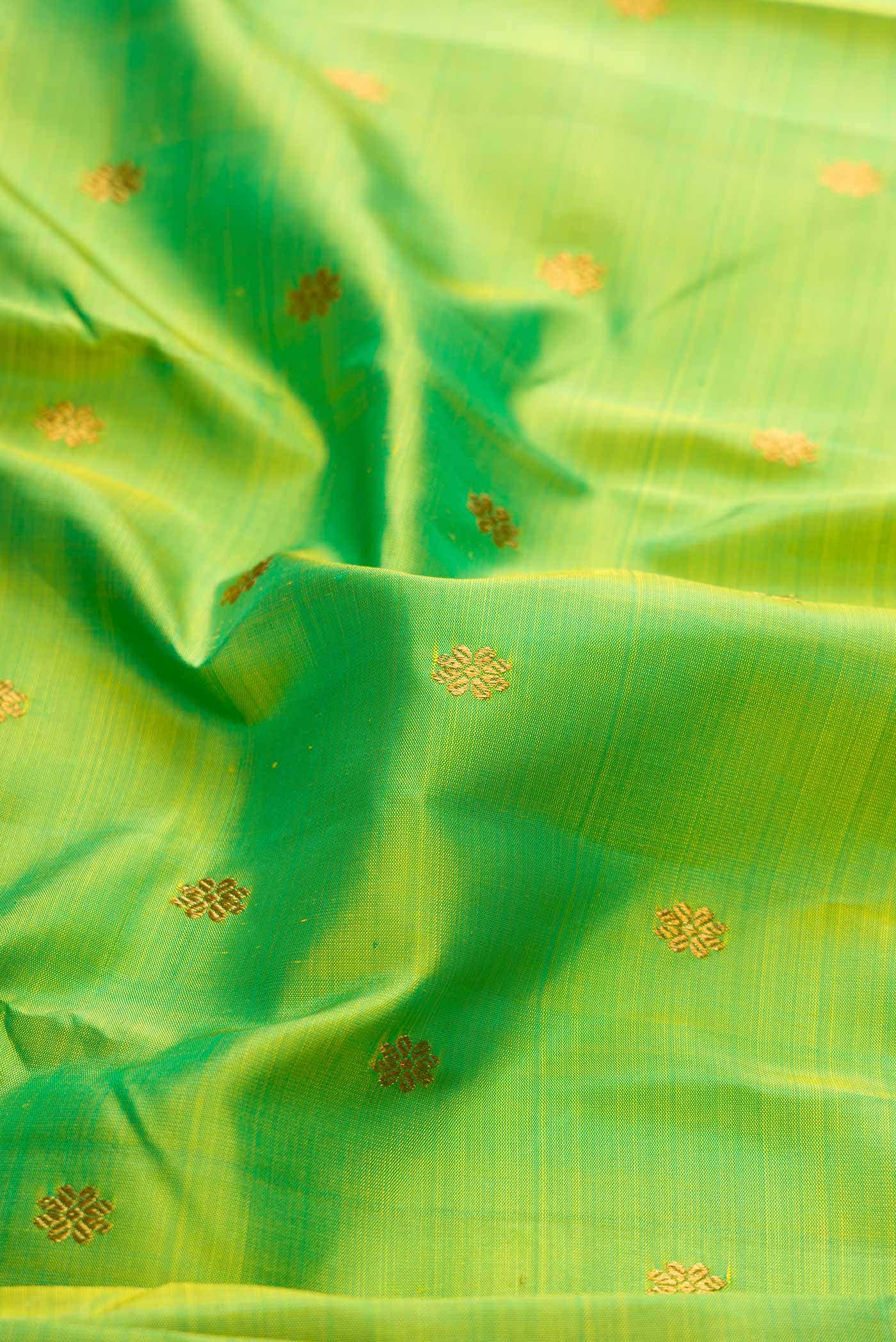 Parrot Green Dual Tone Kanchipuram Silk Saree