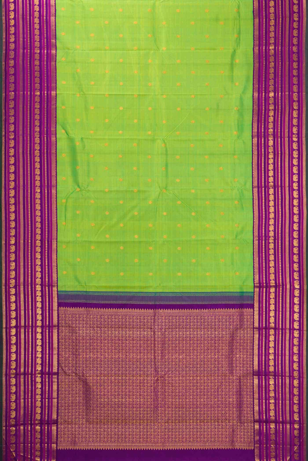 Parrot Green Dual Tone Kanchipuram Silk Saree