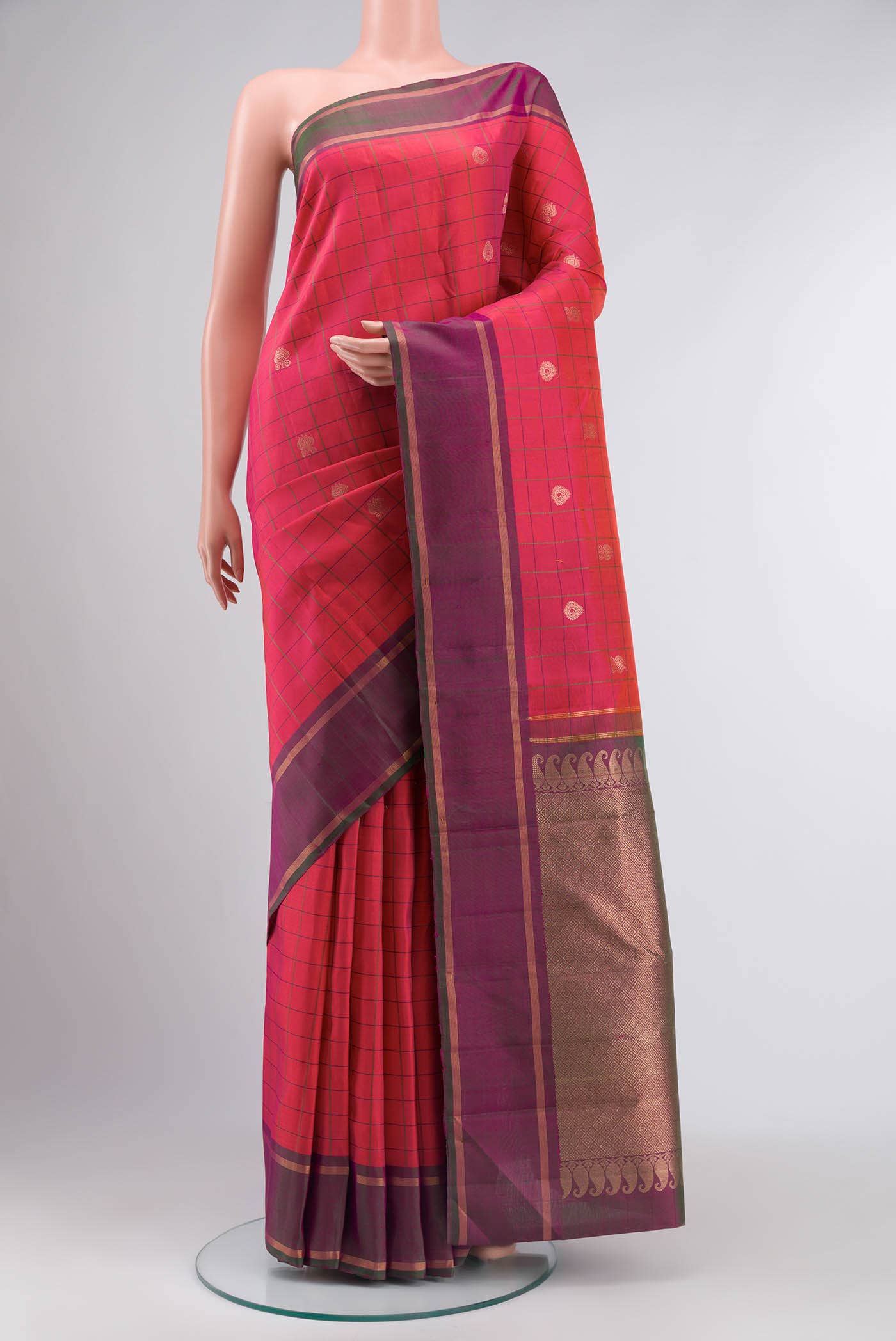 Dark Pink Kanchipuram Silk Saree