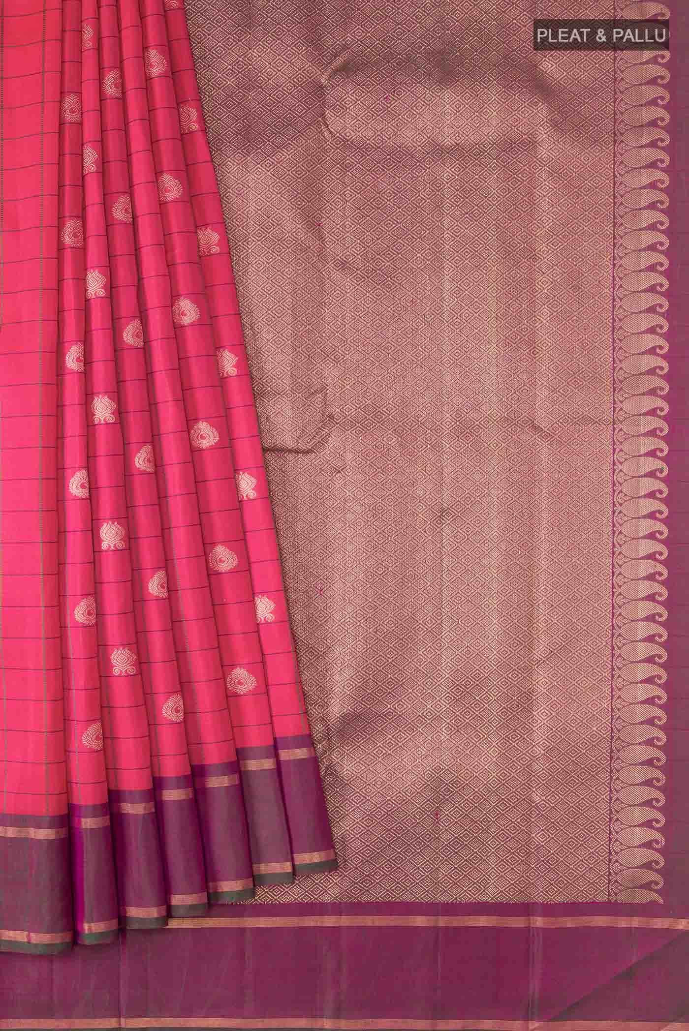 Dark Pink Kanchipuram Silk Saree