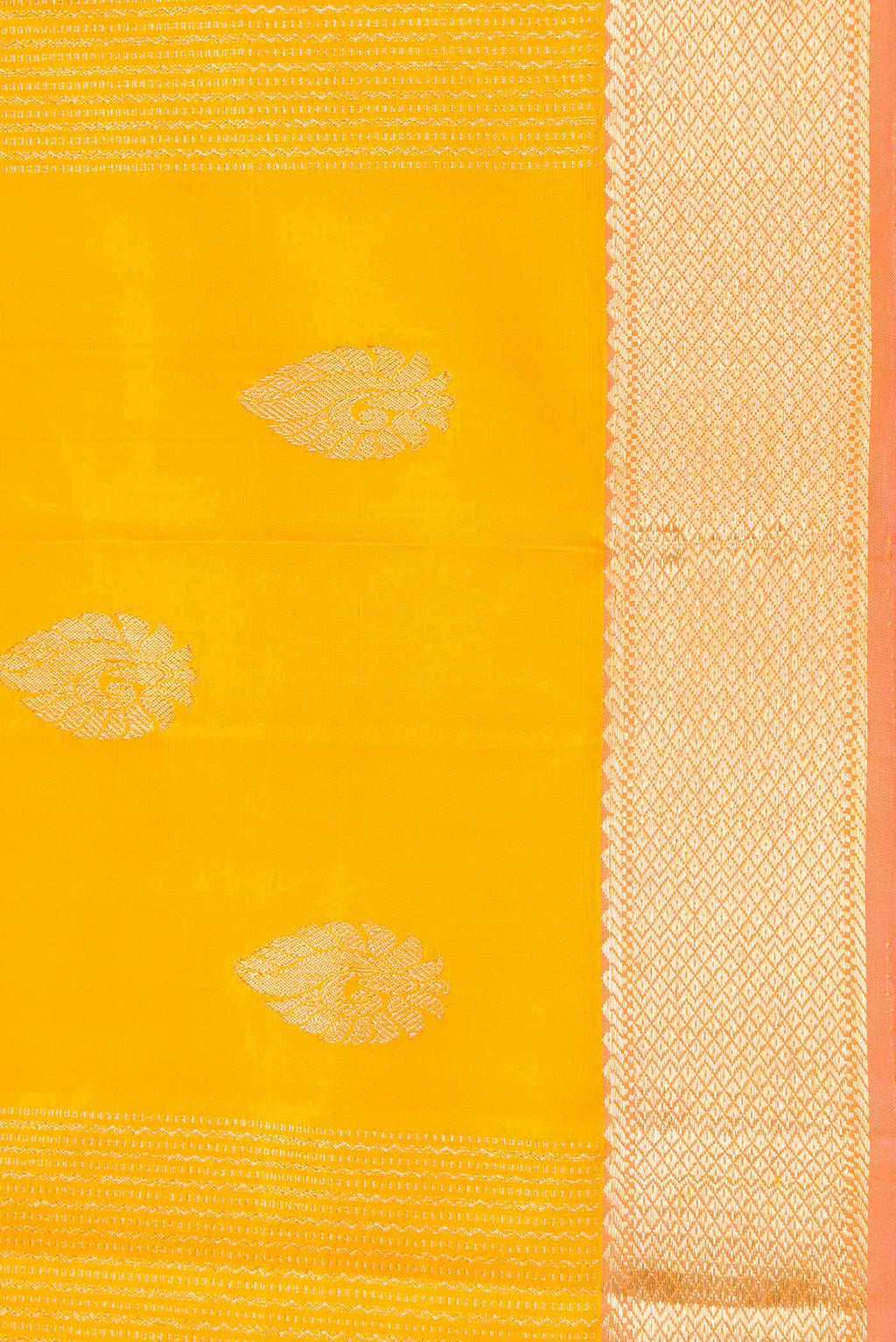Pure Silk Pure Zari Yellow Dual Tone Kanchipuram Saree