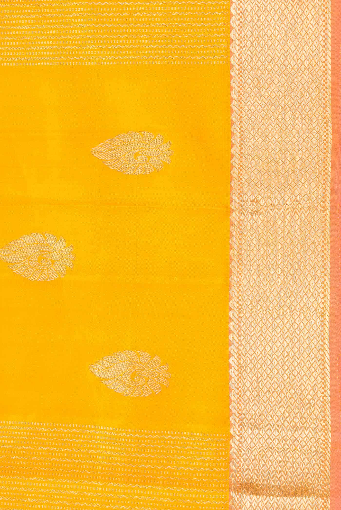 Pure Silk Pure Zari Yellow Dual Tone Kanchipuram Saree