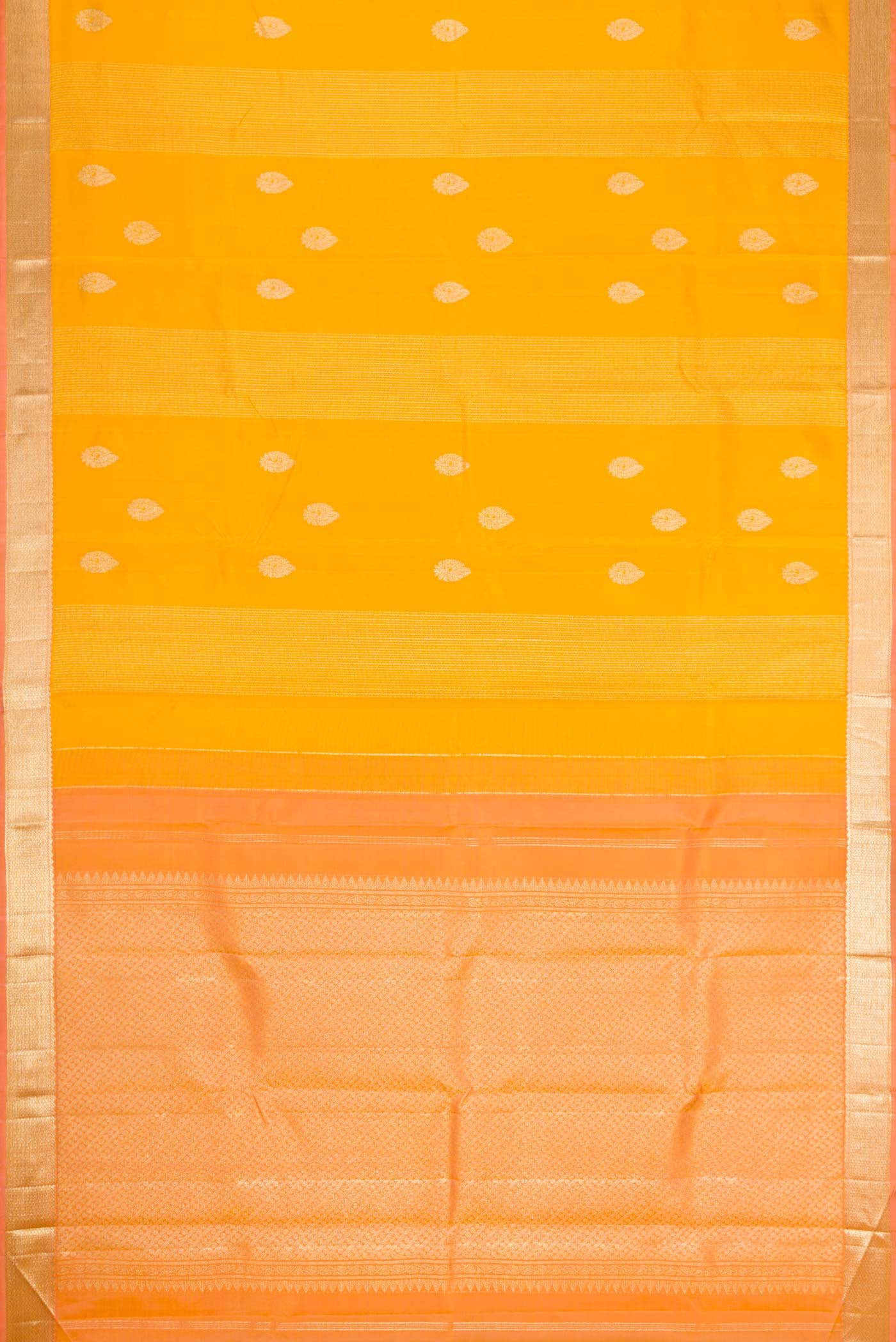Pure Silk Pure Zari Yellow Dual Tone Kanchipuram Saree