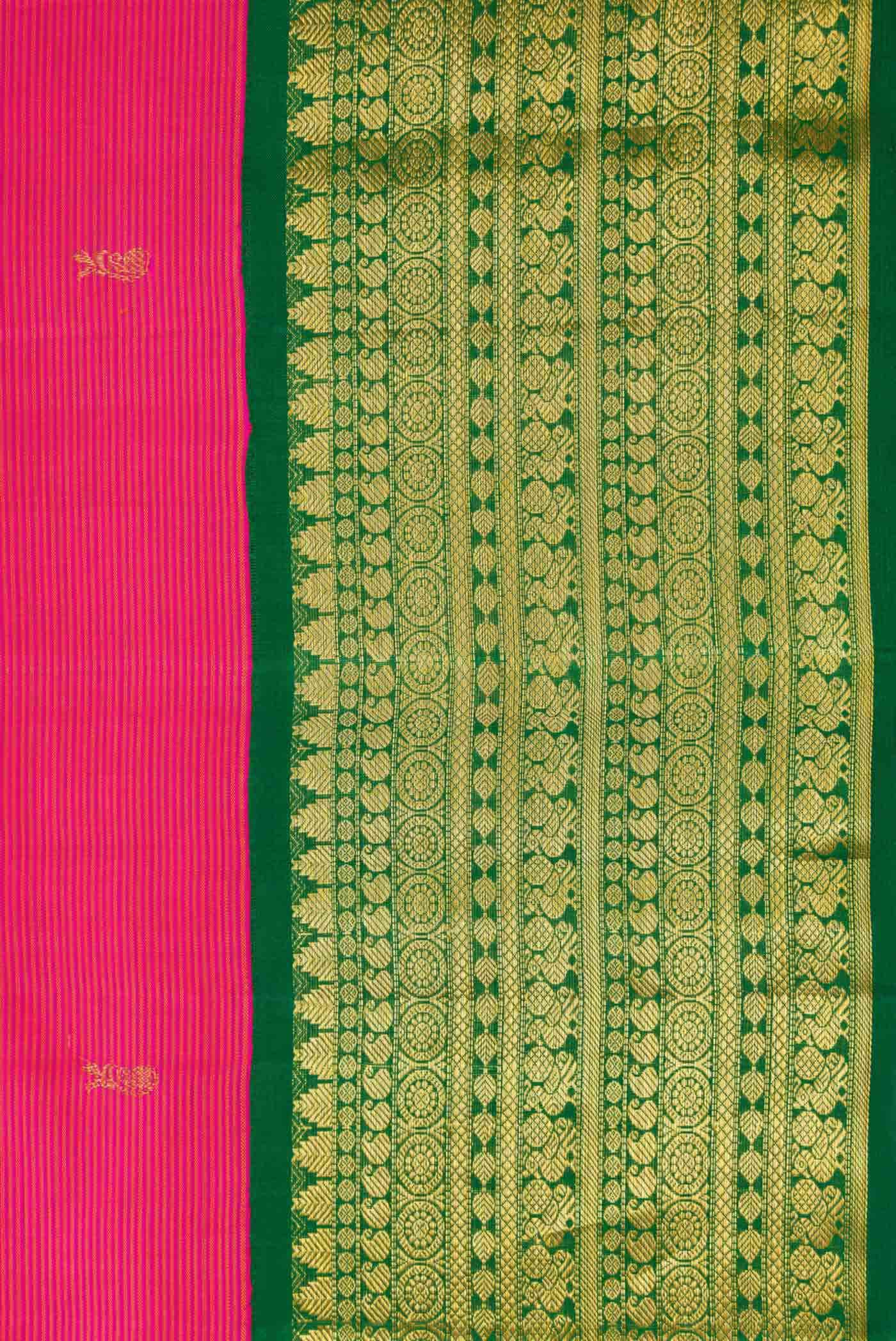 Pure Silk Pure Zari Pink Dual Tone Kanchipuram Saree