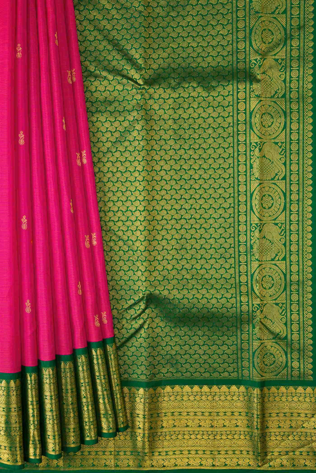 Pure Silk Pure Zari Pink Dual Tone Kanchipuram Saree