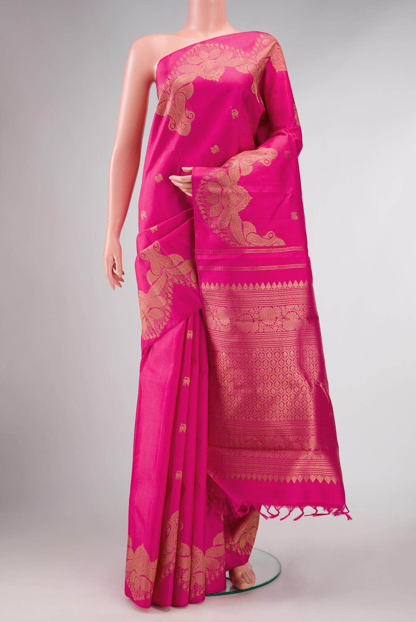 Pink Dual Tone Kanchipuram Silk Saree