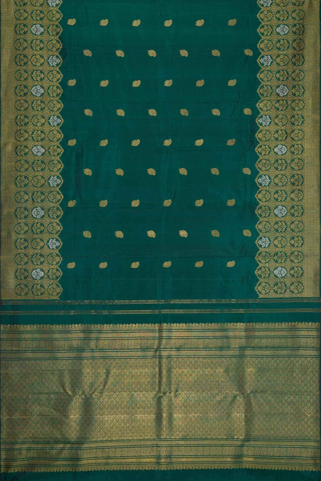 Bottle Green Dual Tone Kanchipuram Silk Saree