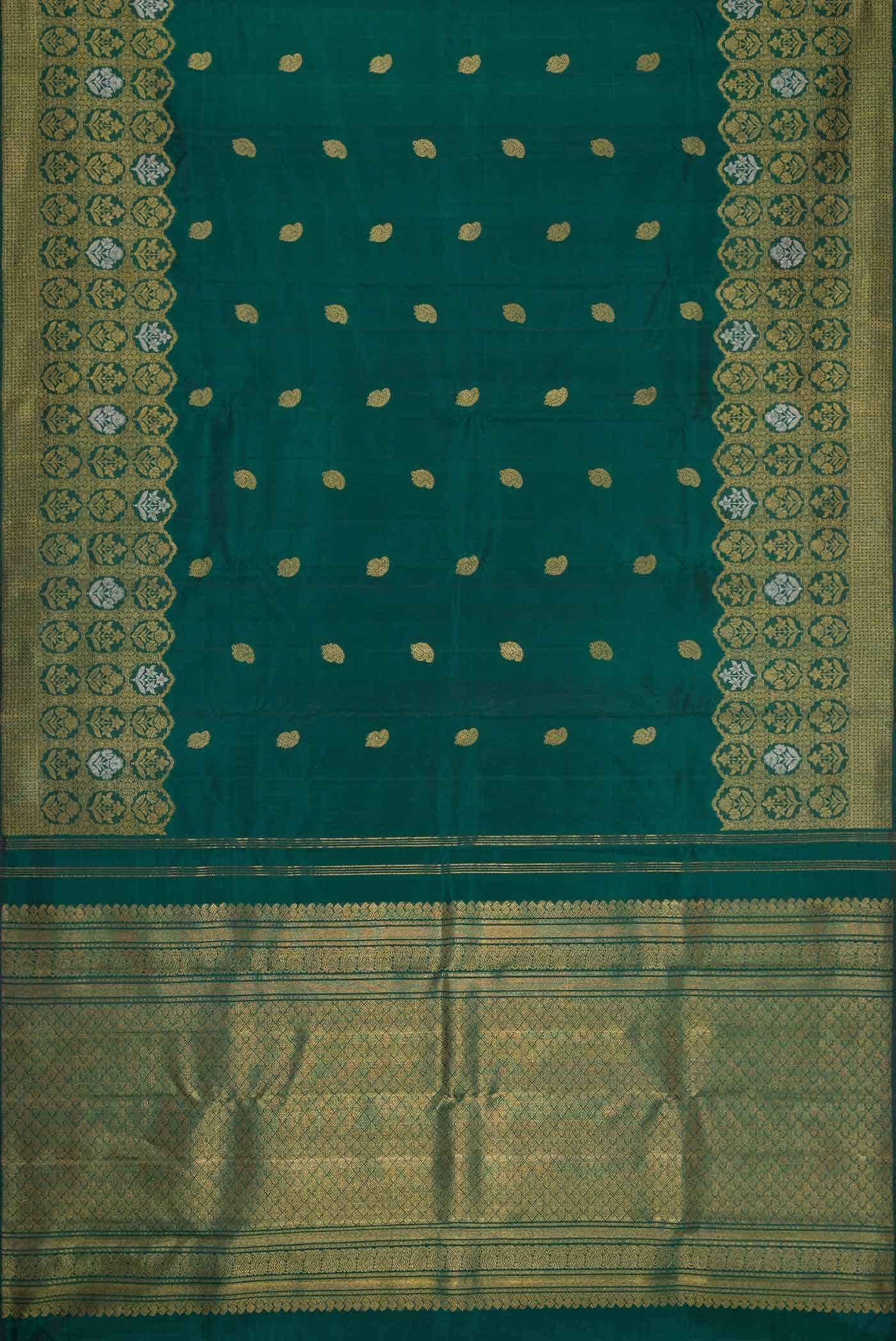 Bottle Green Dual Tone Kanchipuram Silk Saree