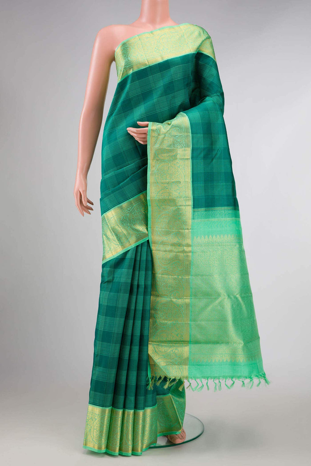 Green Dual Tone Kanchipuram Silk Saree
