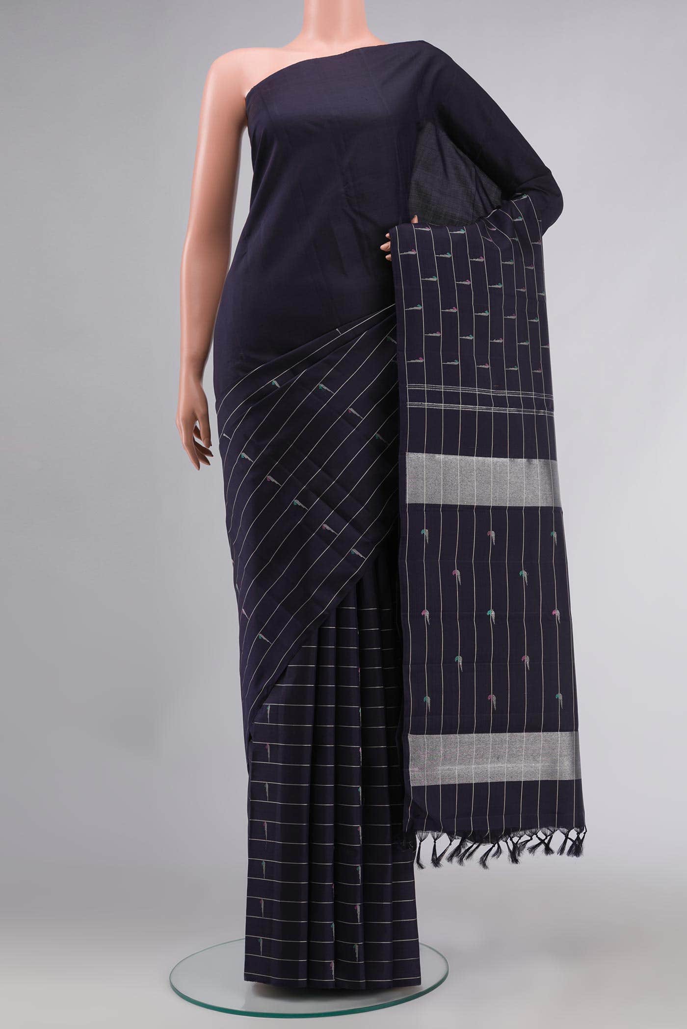 Navy Blue Kanchipuram Silk Saree