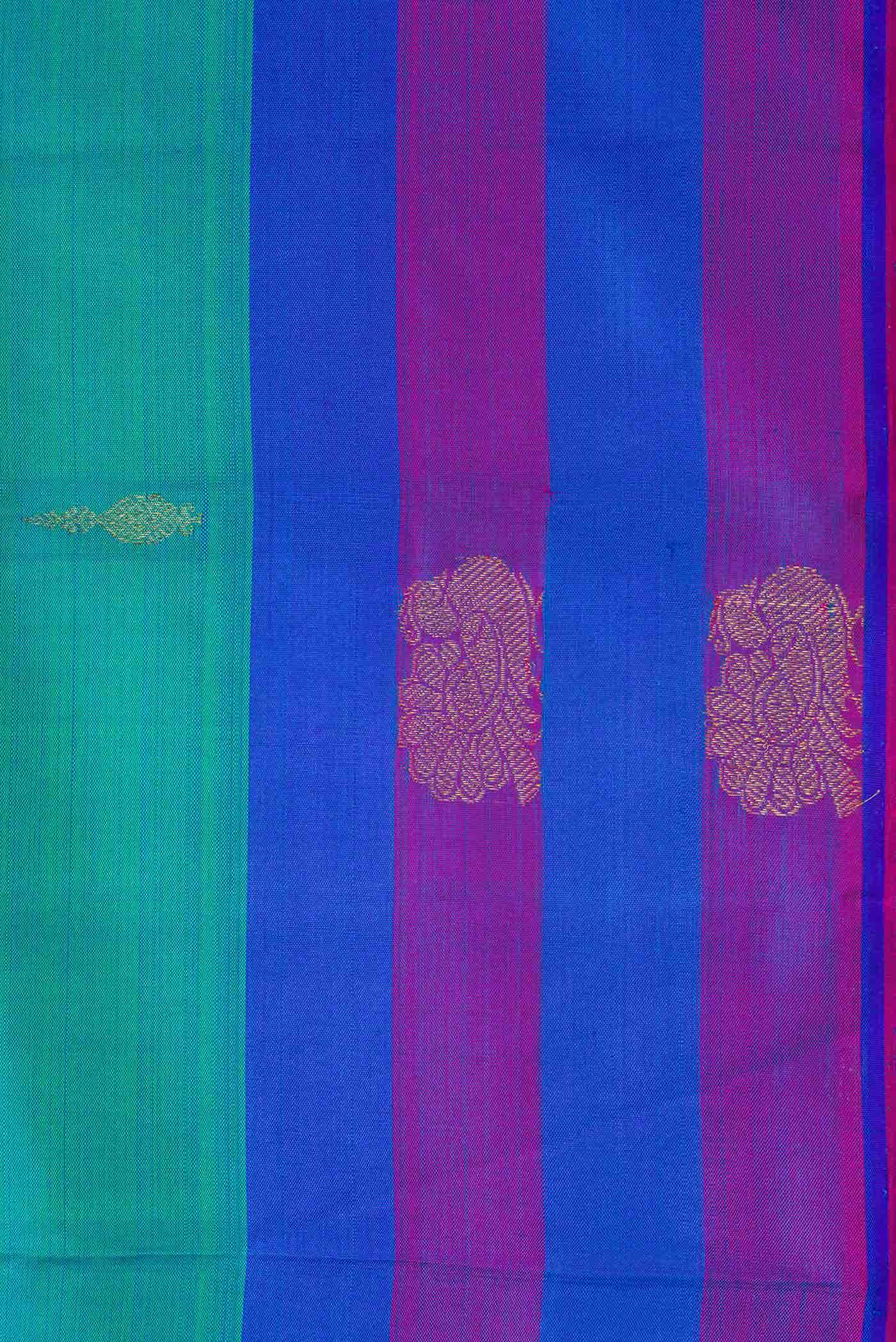Pure Silk Pure Zari Green Dual Tone Kanchipuram Saree