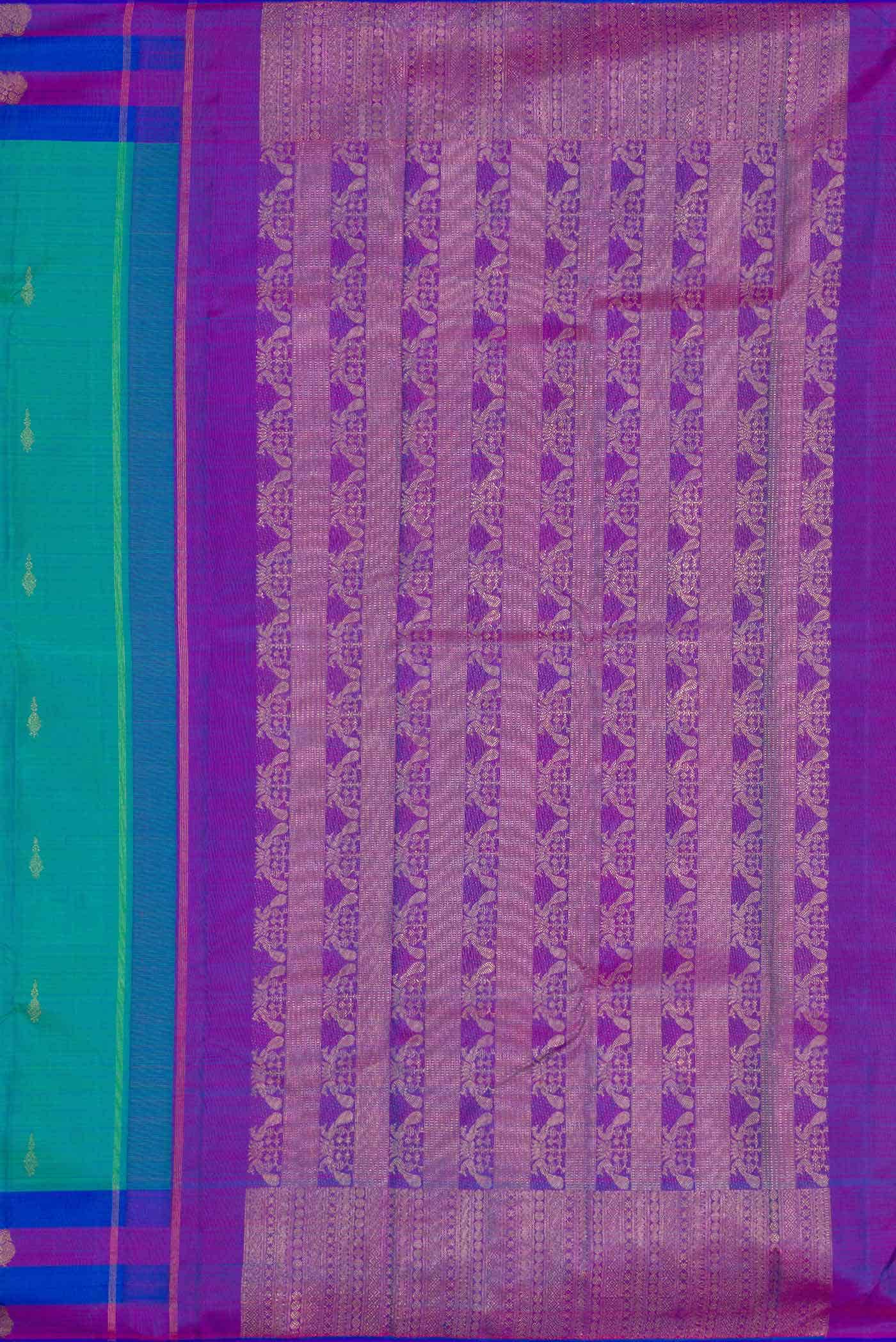Pure Silk Pure Zari Green Dual Tone Kanchipuram Saree