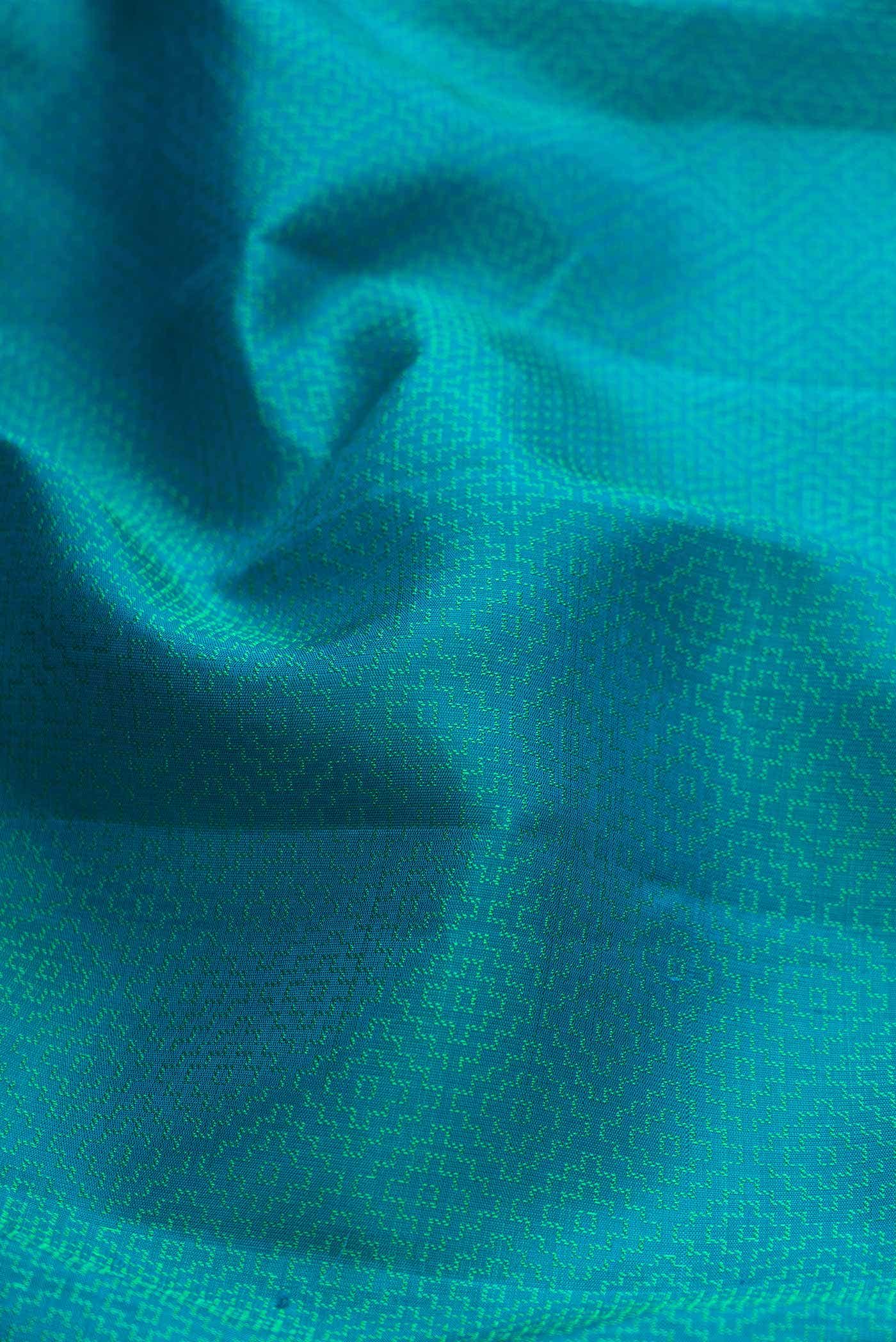 Pure Silk Pure Zari Peacock Blue Dual Tone Kanchipuram Saree