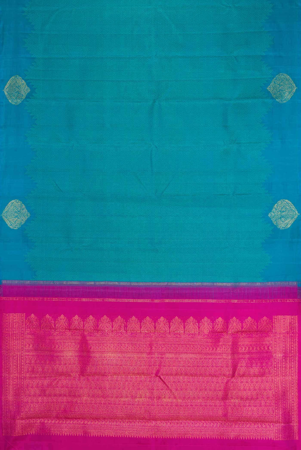 Pure Silk Pure Zari Peacock Blue Dual Tone Kanchipuram Saree
