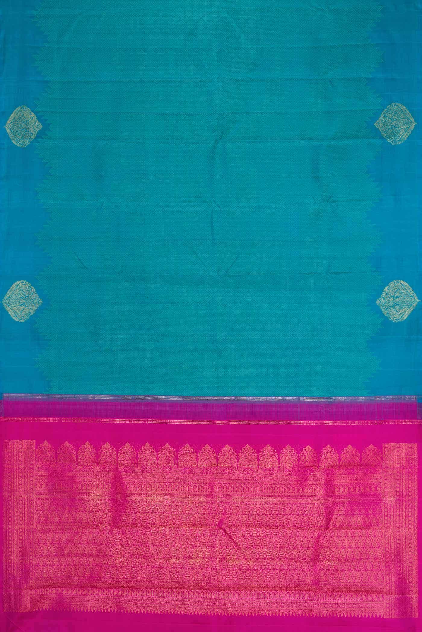 Pure Silk Pure Zari Peacock Blue Dual Tone Kanchipuram Saree