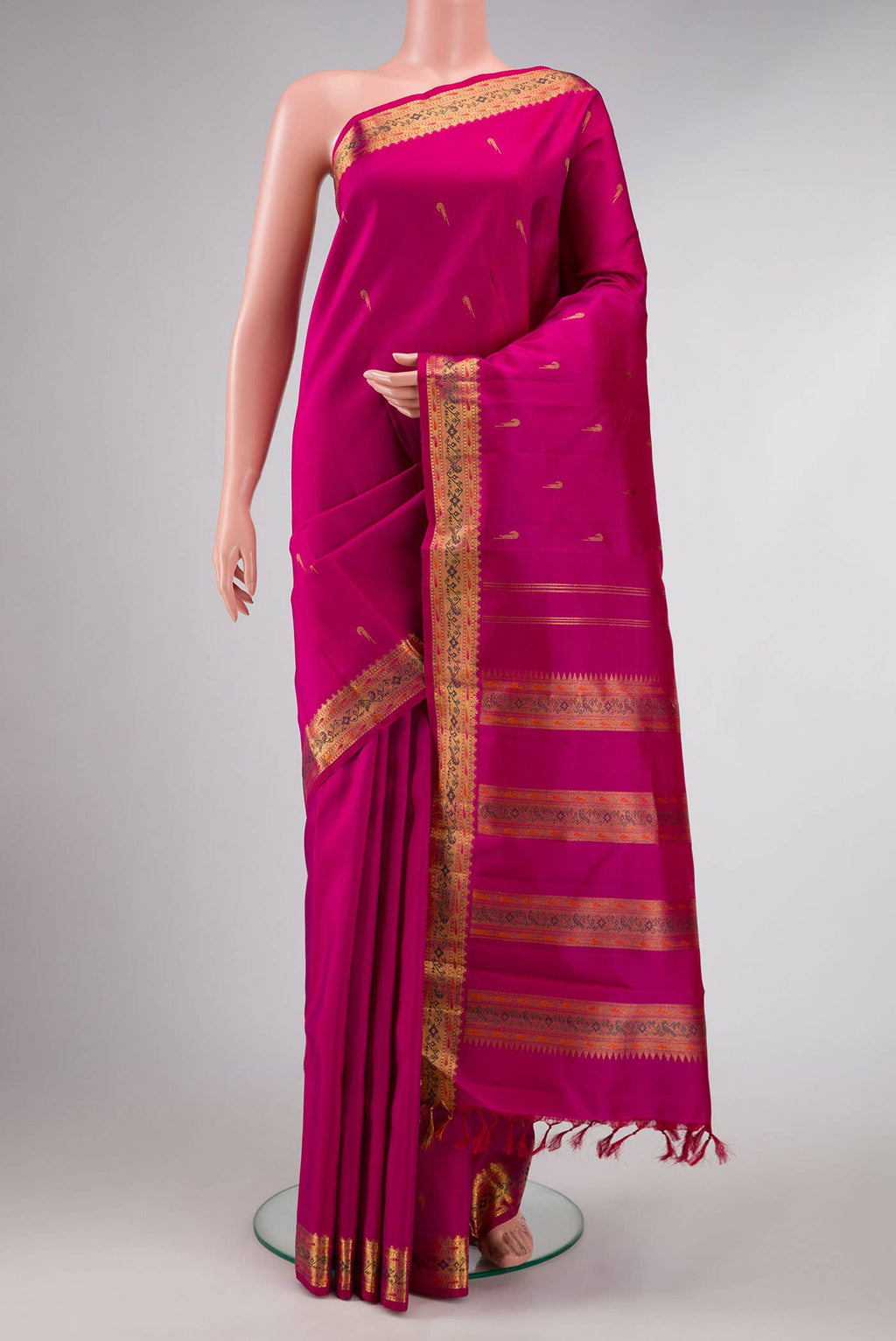 Pure Silk Pure Zari Pink Dual Tone Kanchipuram Saree