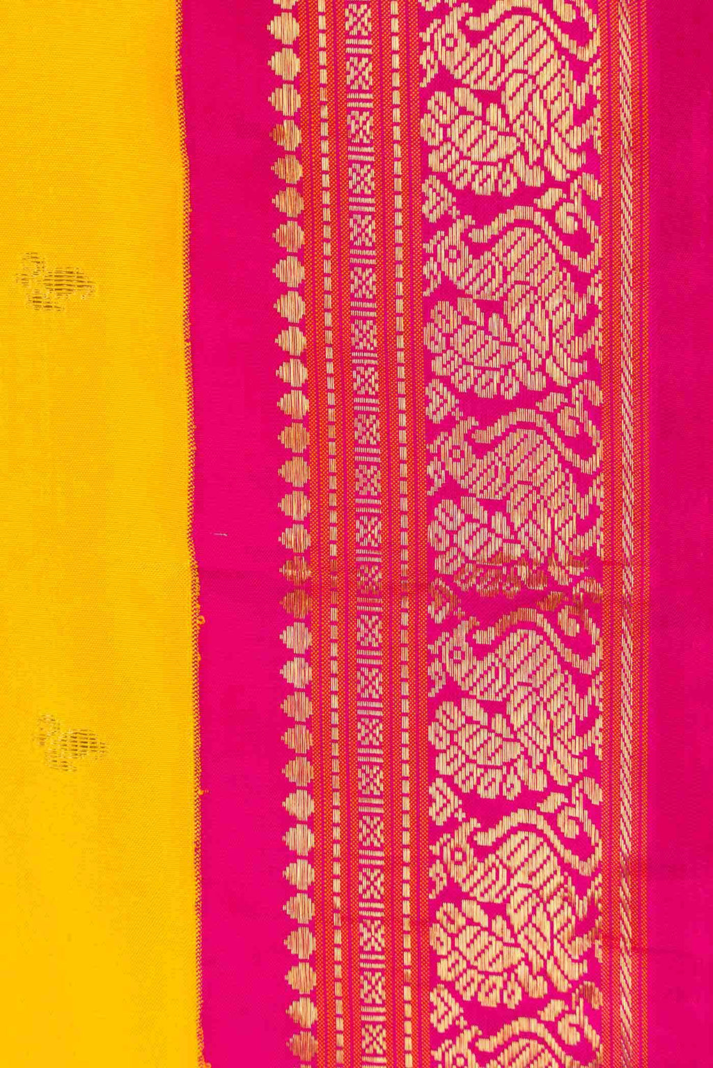 Pure Silk Pure Zari Yellow Dual Tone Kanchipuram Saree