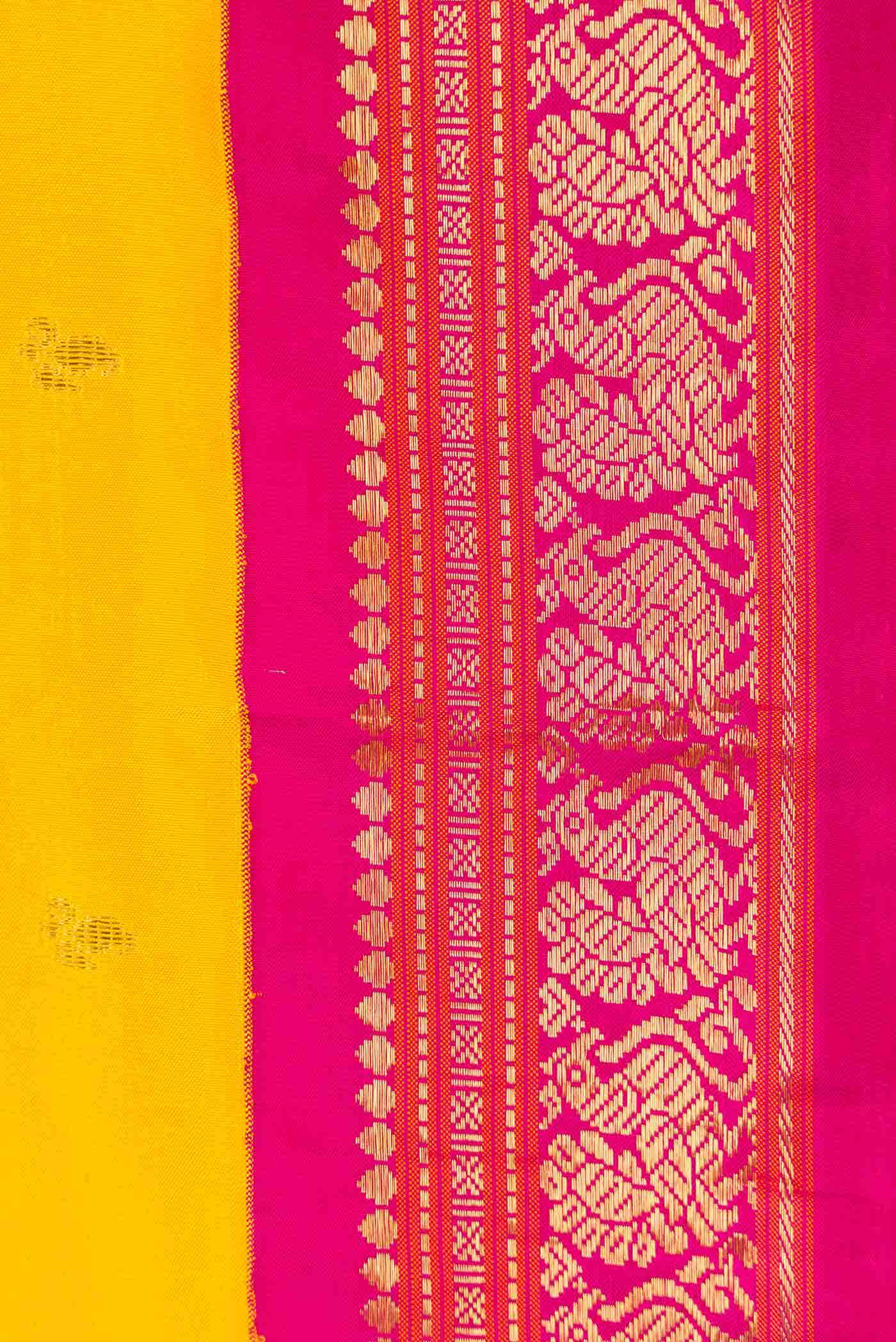 Pure Silk Pure Zari Yellow Dual Tone Kanchipuram Saree