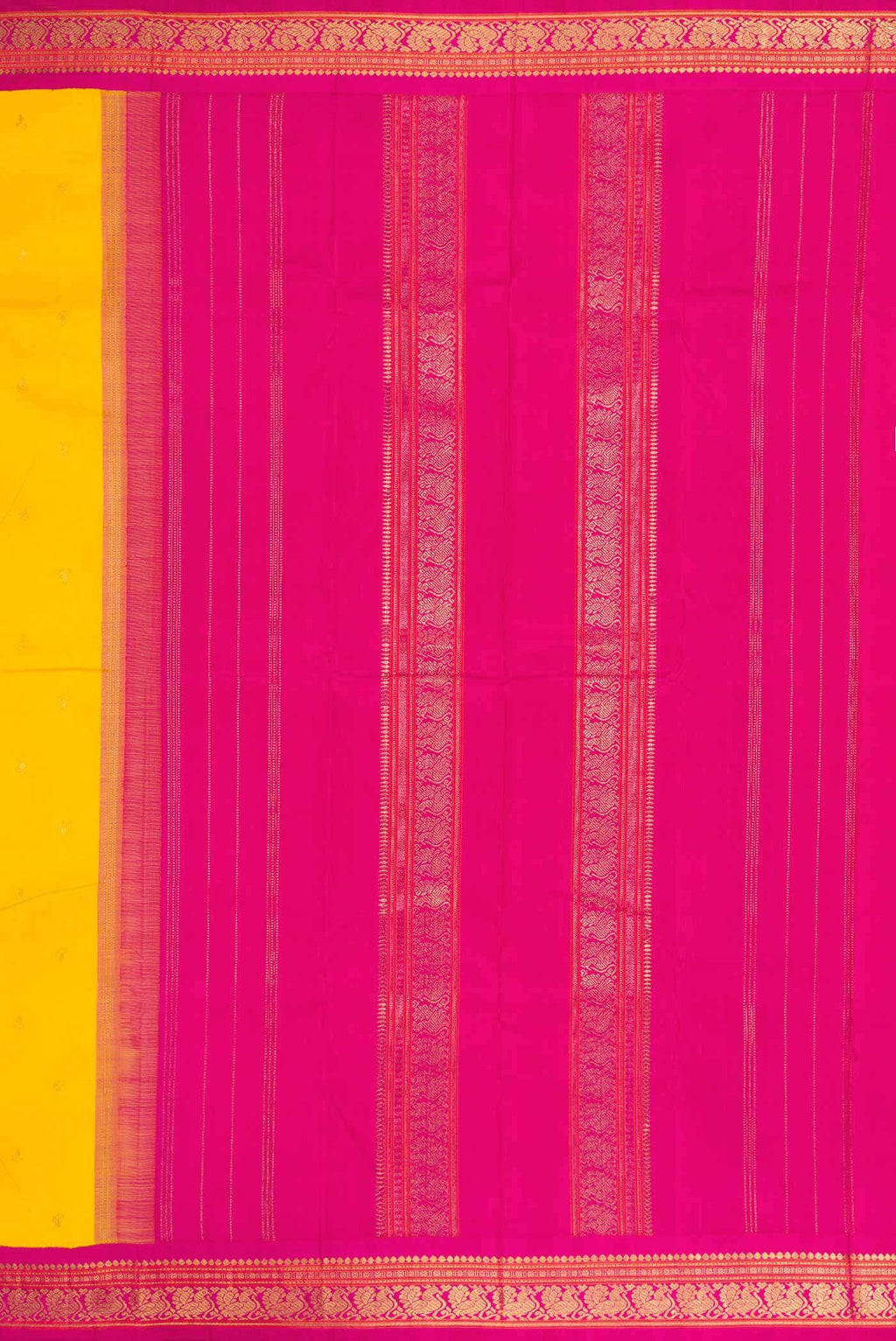 Pure Silk Pure Zari Yellow Dual Tone Kanchipuram Saree