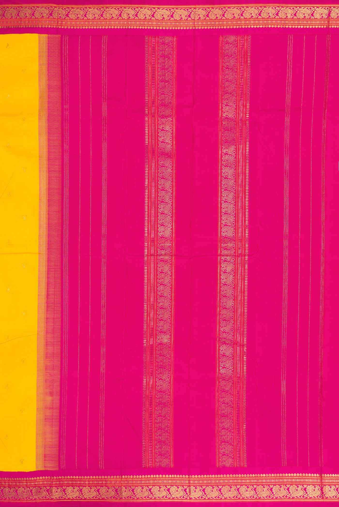 Pure Silk Pure Zari Yellow Dual Tone Kanchipuram Saree
