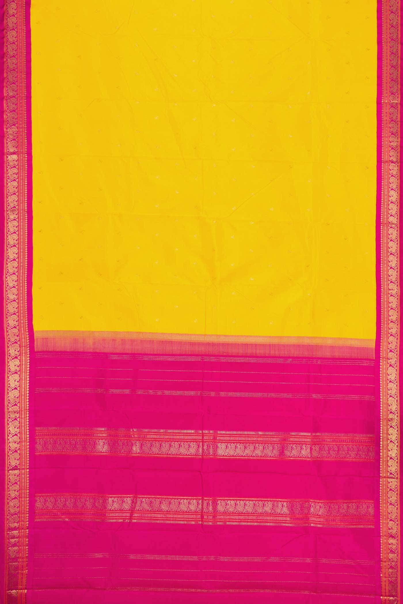 Pure Silk Pure Zari Yellow Dual Tone Kanchipuram Saree