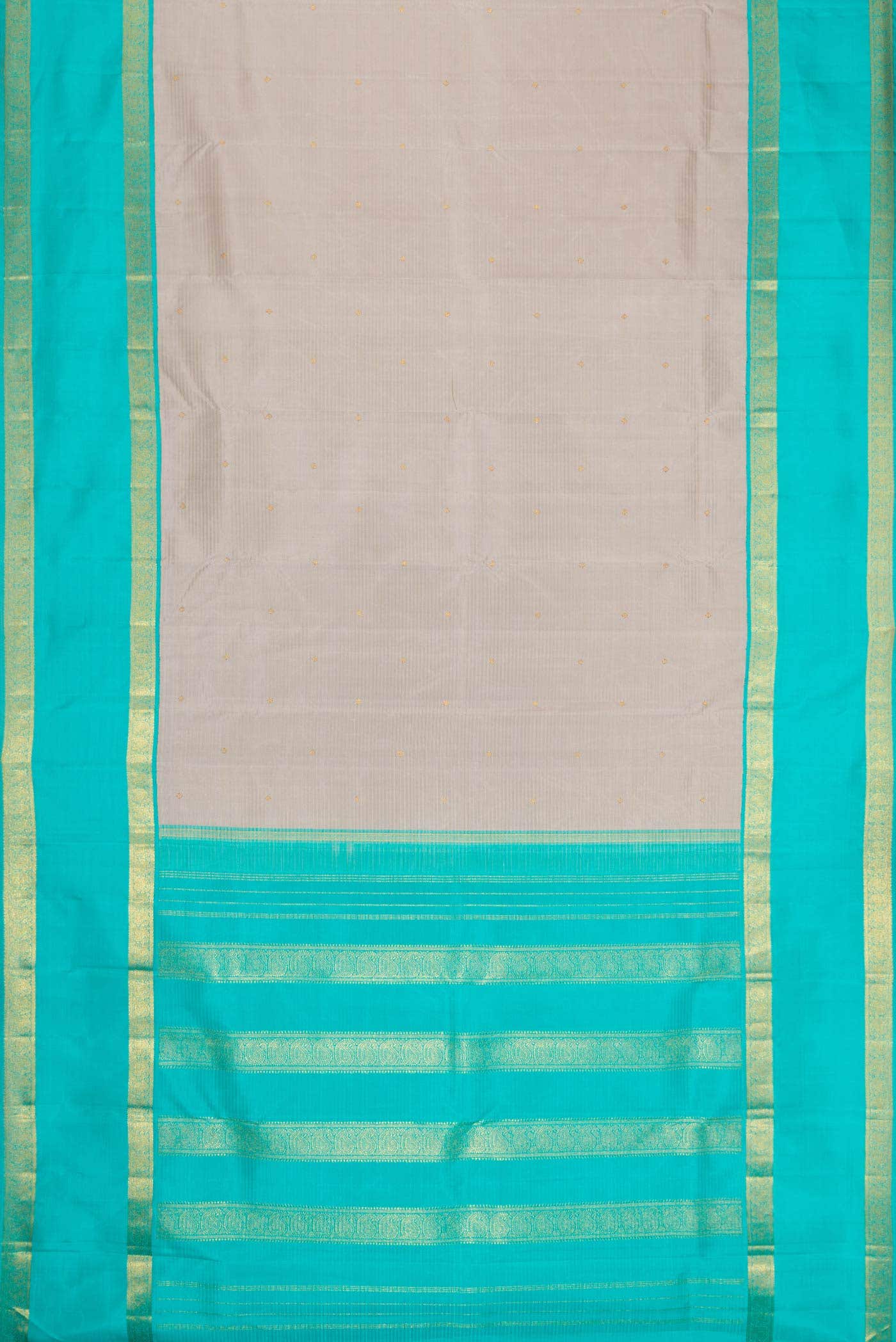 Pure Silk Pure Zari Grey Dual Tone Kanchipuram Saree