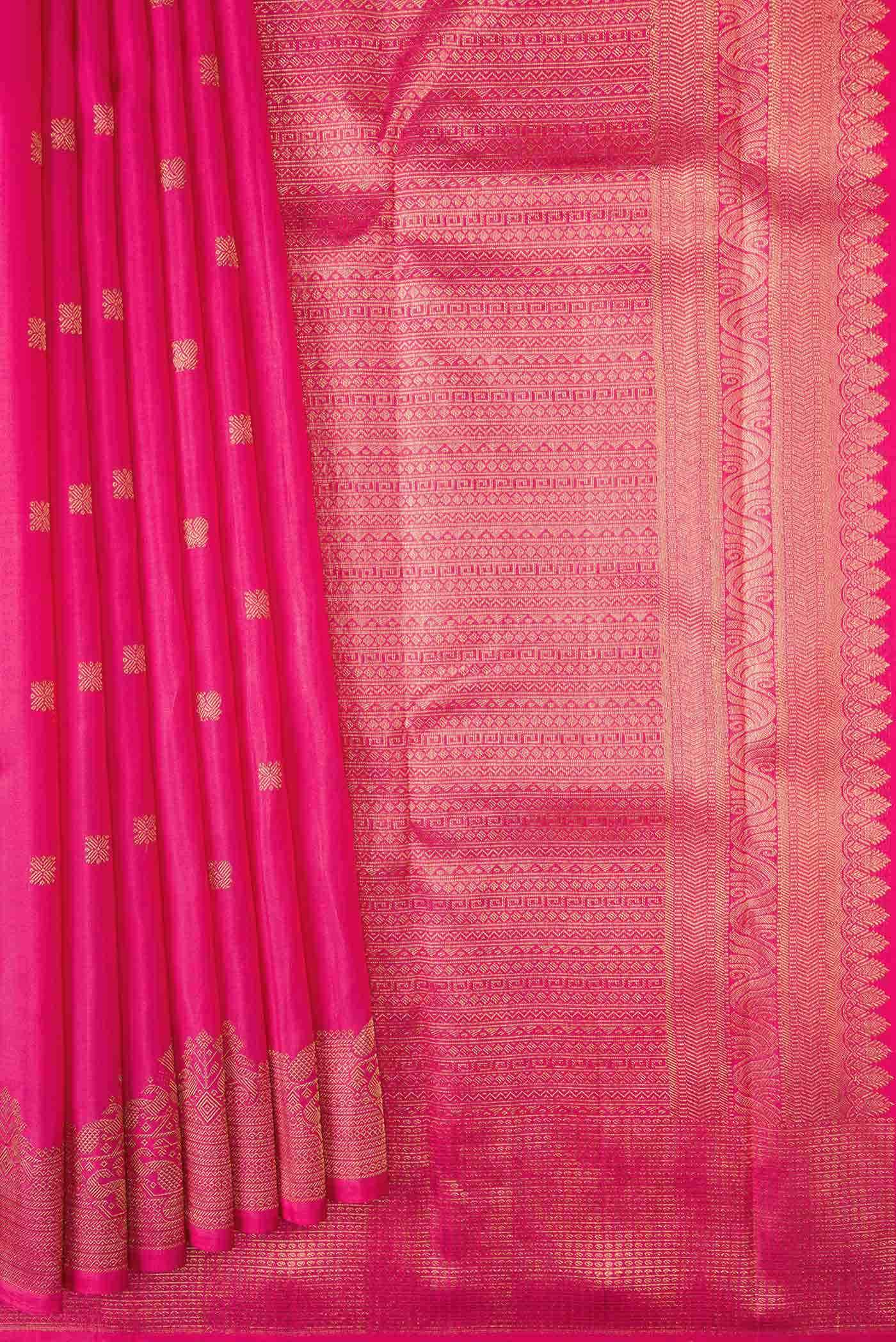 Pure Silk Pure Zari Pink Dual Tone Kanchipuram Saree