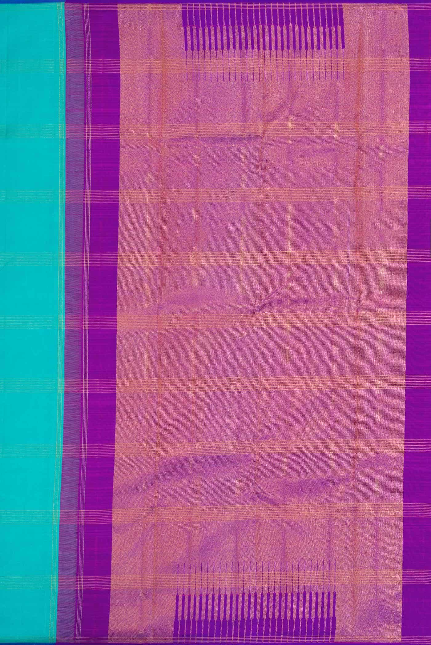 Pure Silk Pure Zari Sea Green Dual Tone Kanchipuram Saree