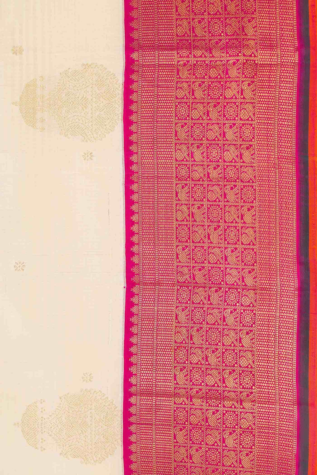 Pure Silk Pure Zari Off White Dual Tone Kanchipuram Saree