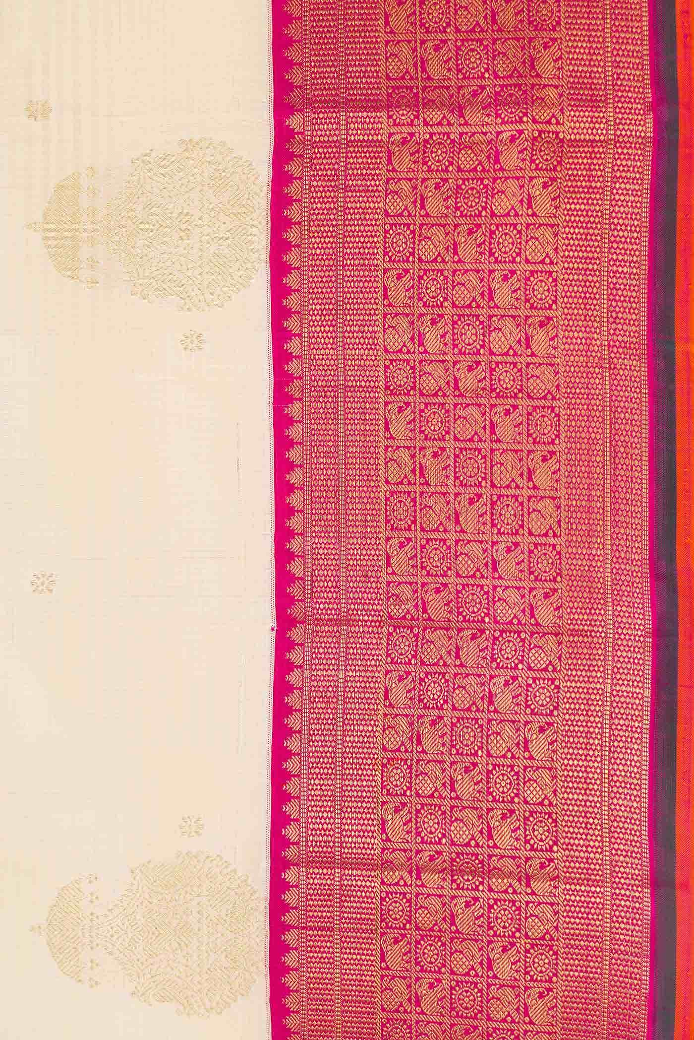 Pure Silk Pure Zari Off White Dual Tone Kanchipuram Saree