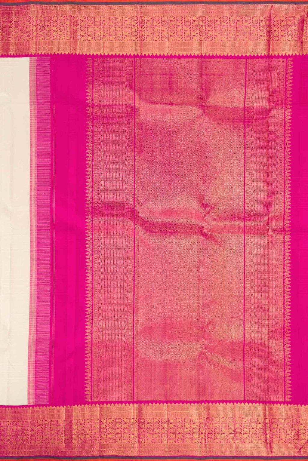 Pure Silk Pure Zari Off White Dual Tone Kanchipuram Saree