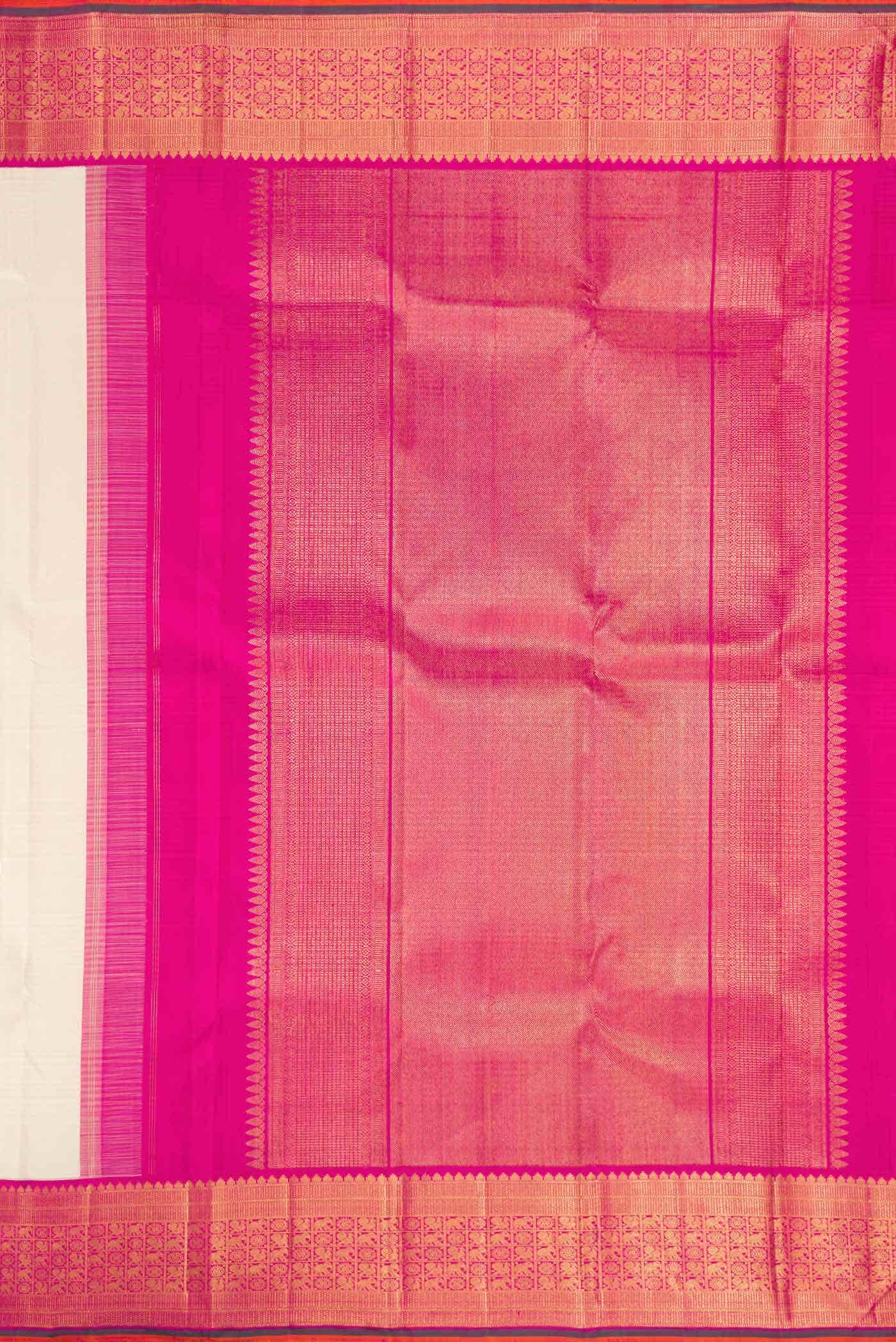 Pure Silk Pure Zari Off White Dual Tone Kanchipuram Saree