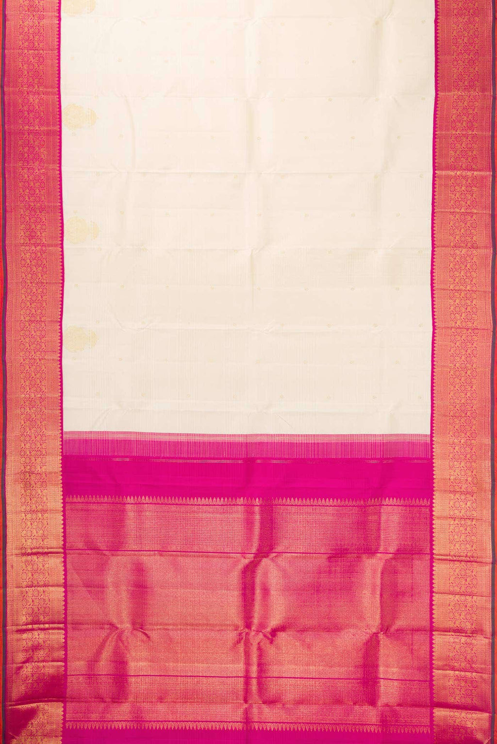 Pure Silk Pure Zari Off White Dual Tone Kanchipuram Saree
