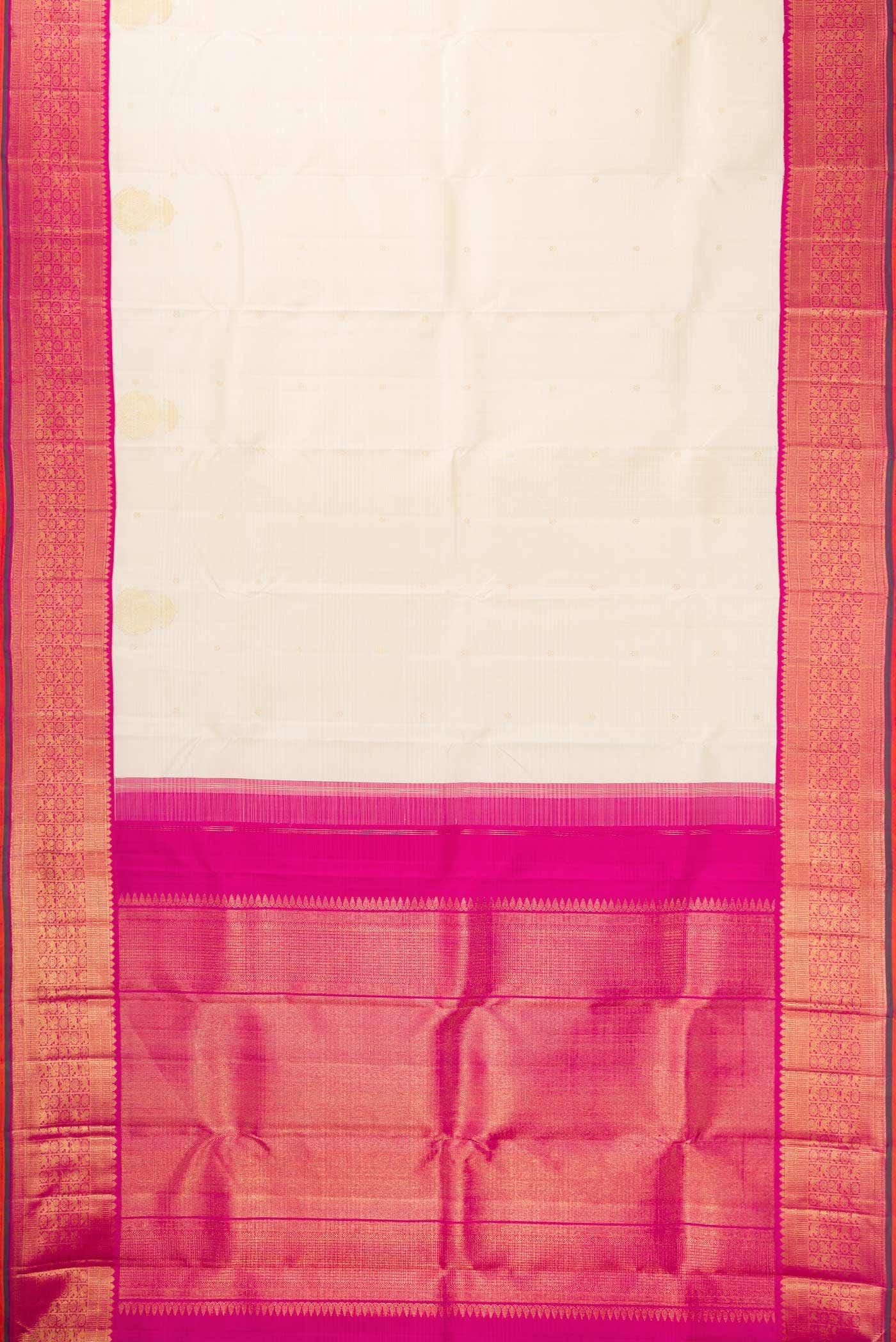 Pure Silk Pure Zari Off White Dual Tone Kanchipuram Saree