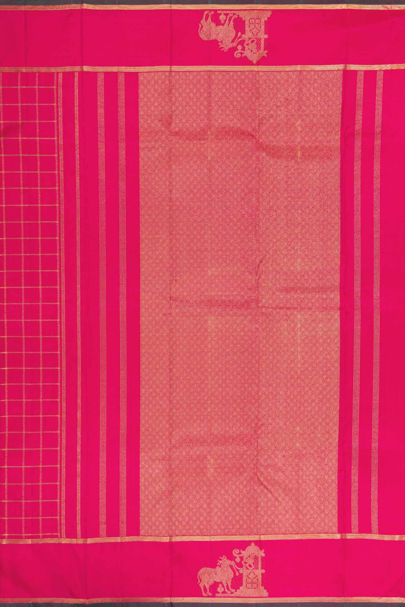 Pure Silk Pure Zari Pink Dual Tone Kanchipuram Saree