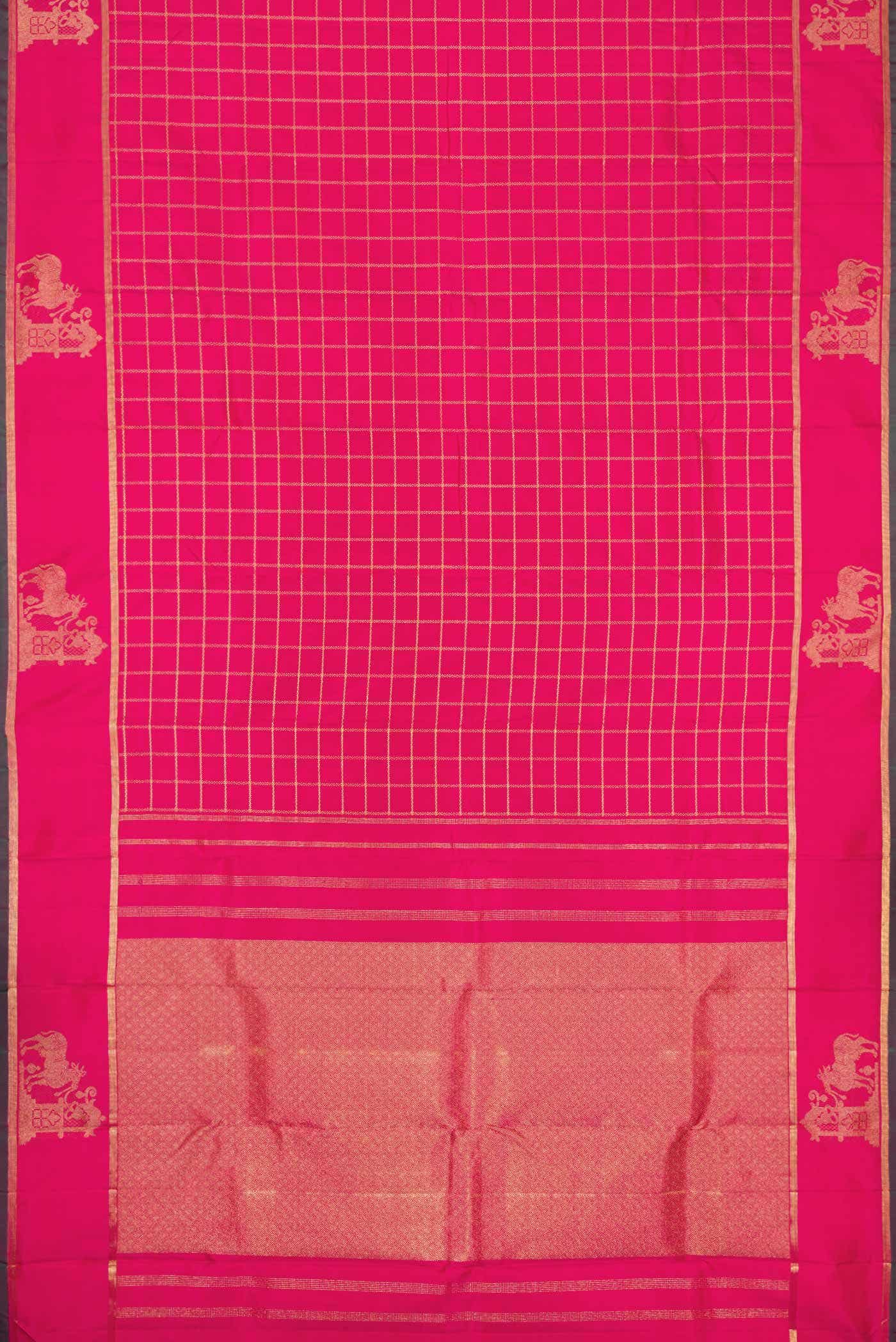 Pure Silk Pure Zari Pink Dual Tone Kanchipuram Saree
