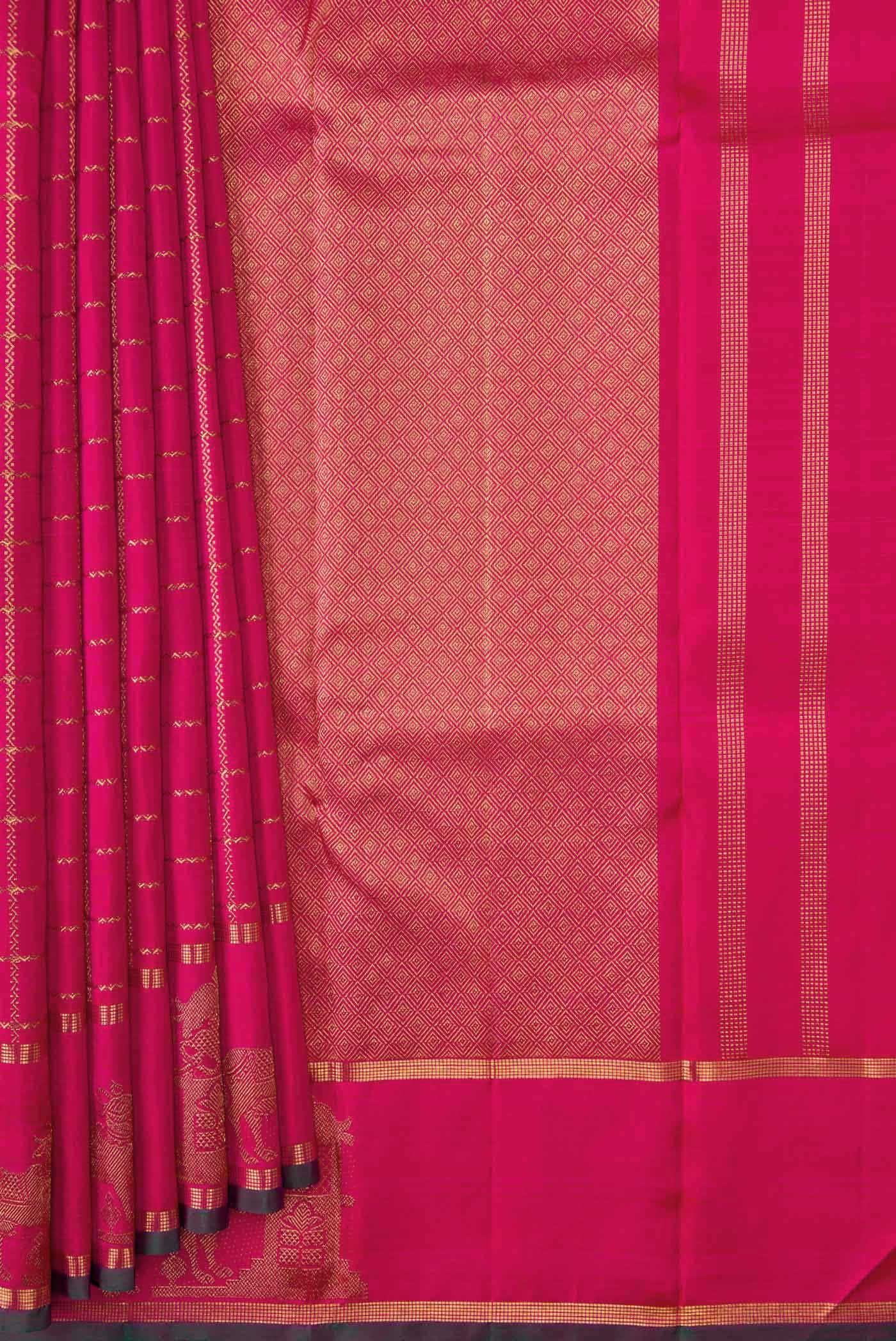 Pure Silk Pure Zari Pink Dual Tone Kanchipuram Saree