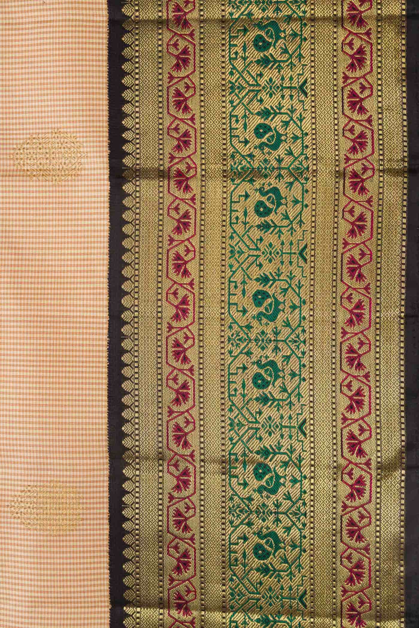Pure Silk Pure Zari Beige Dual Tone Kanchipuram Saree