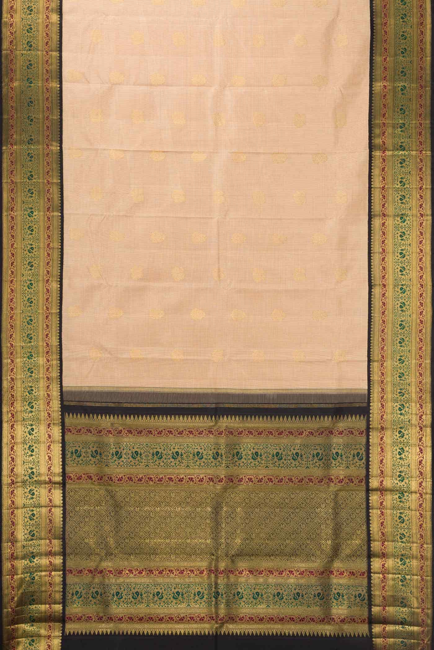 Pure Silk Pure Zari Beige Dual Tone Kanchipuram Saree