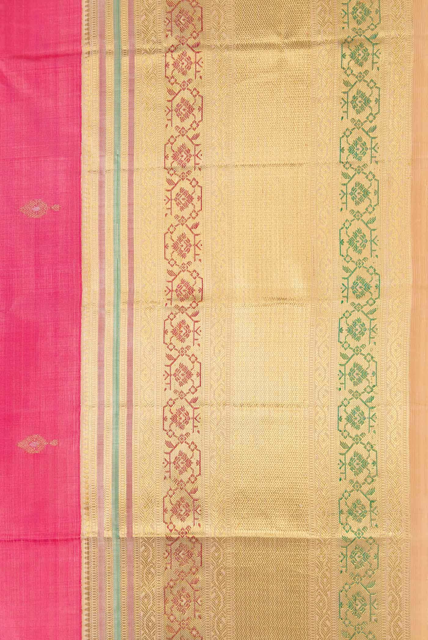 Pure Silk Pure Zari Pink Dual Tone Kanchipuram Saree