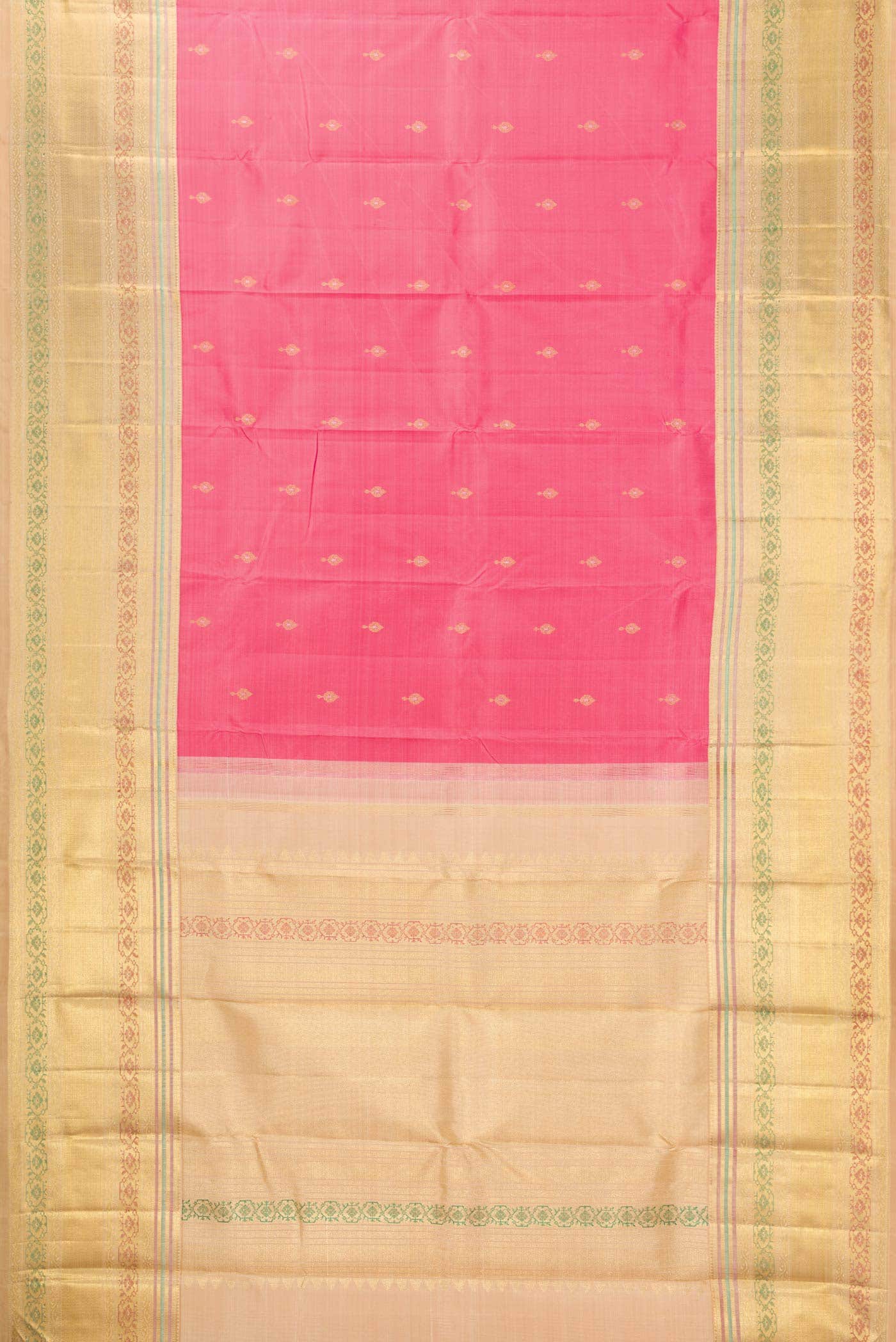 Pure Silk Pure Zari Pink Dual Tone Kanchipuram Saree