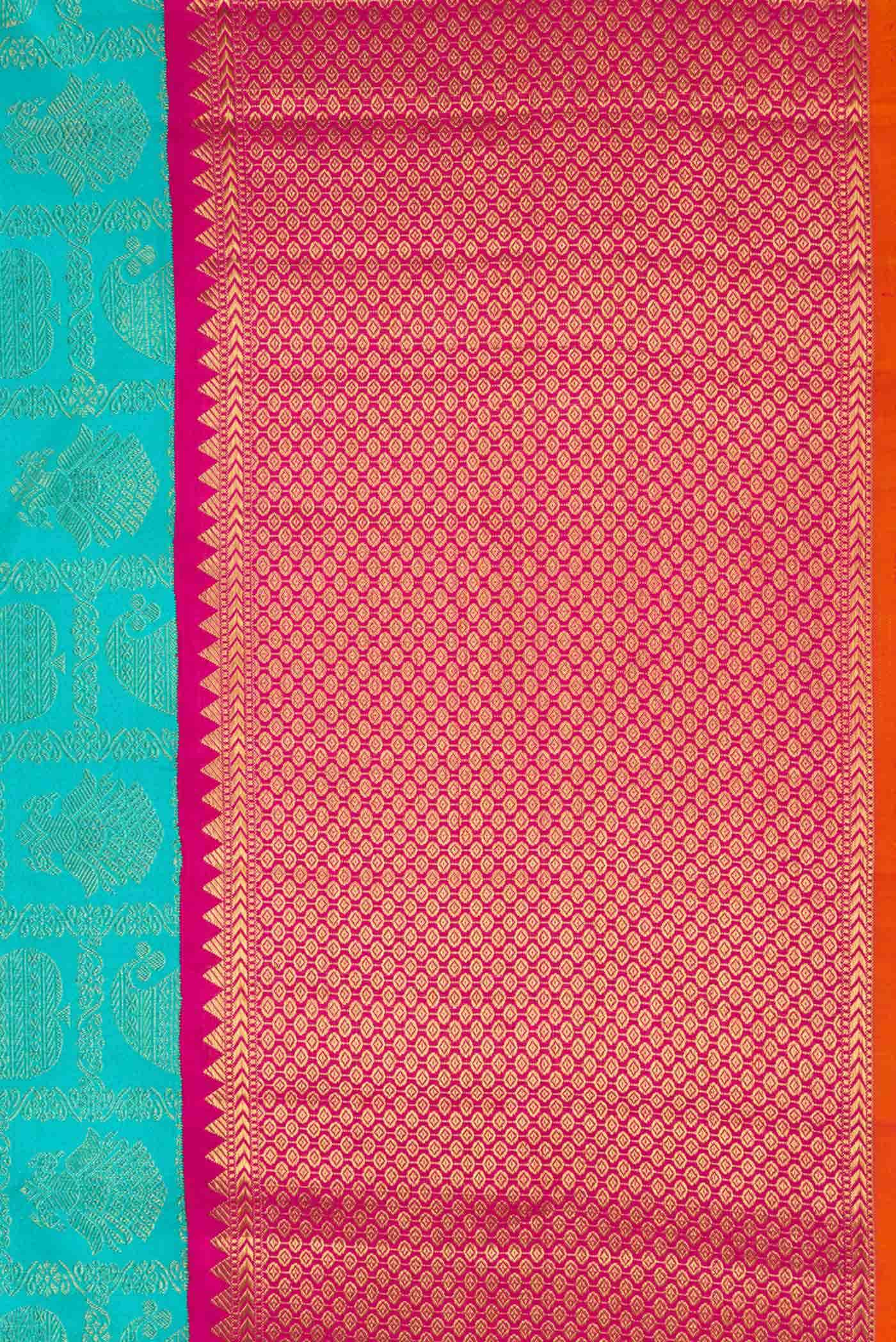Pure Silk Pure Zari Sea Green Kanchipuram Saree
