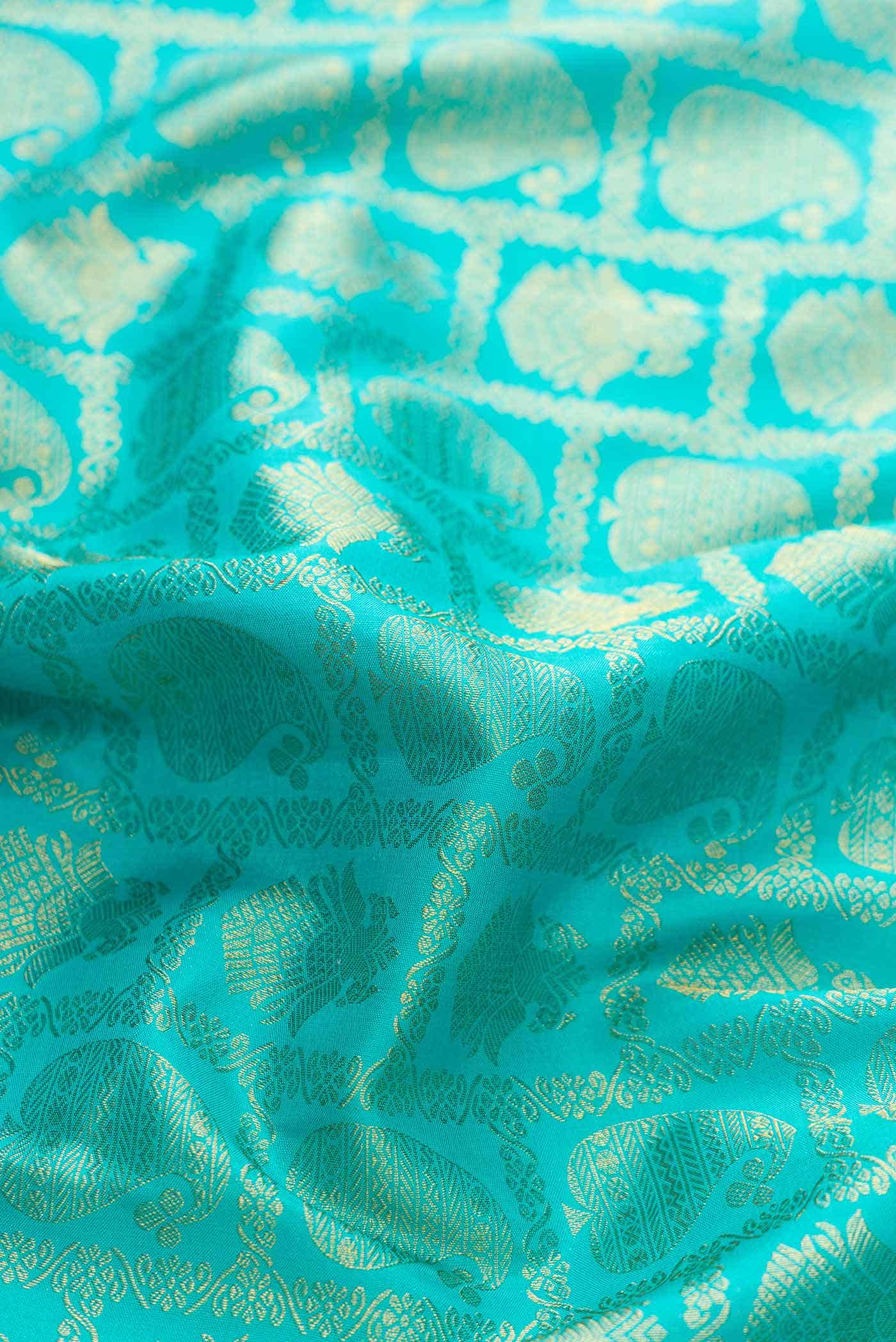 Pure Silk Pure Zari Sea Green Kanchipuram Saree